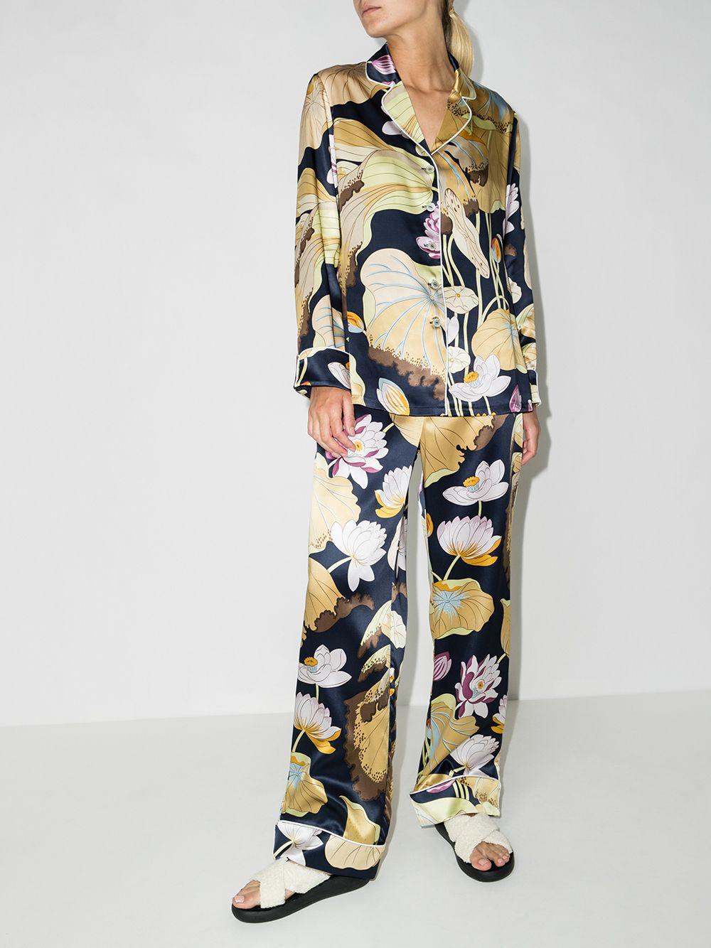Women's NEW Olivia Von Halle Silk Floral Print Lounge Home Sleep Wear Suit S For Sale