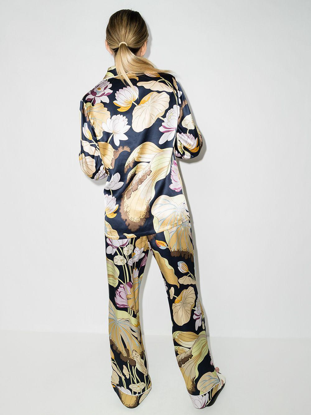 NEW Olivia Von Halle Silk Floral Print Lounge Home Sleep Wear Suit S For Sale 1