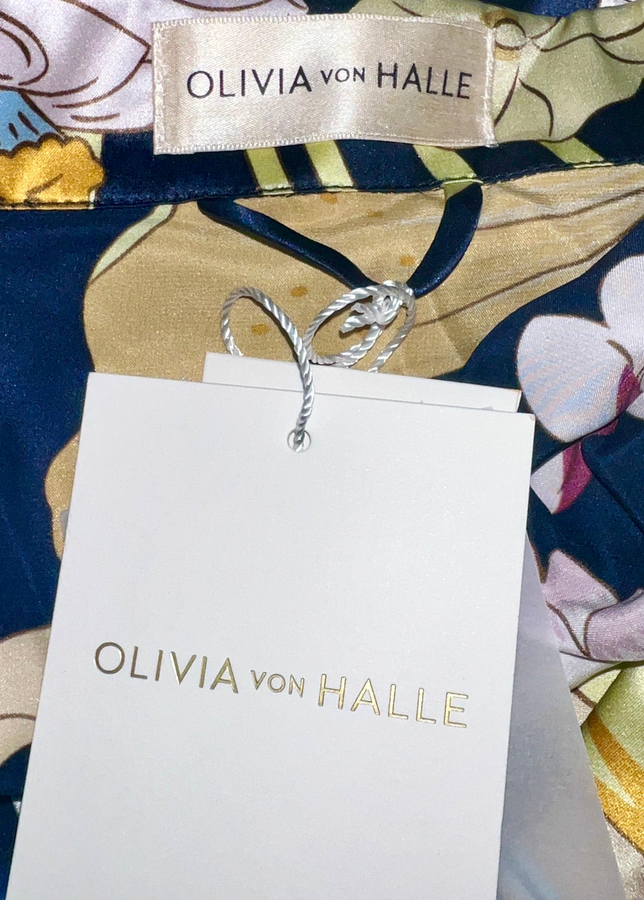 NEW Olivia Von Halle Silk Floral Print Lounge Home Sleep Wear Suit S For Sale 3
