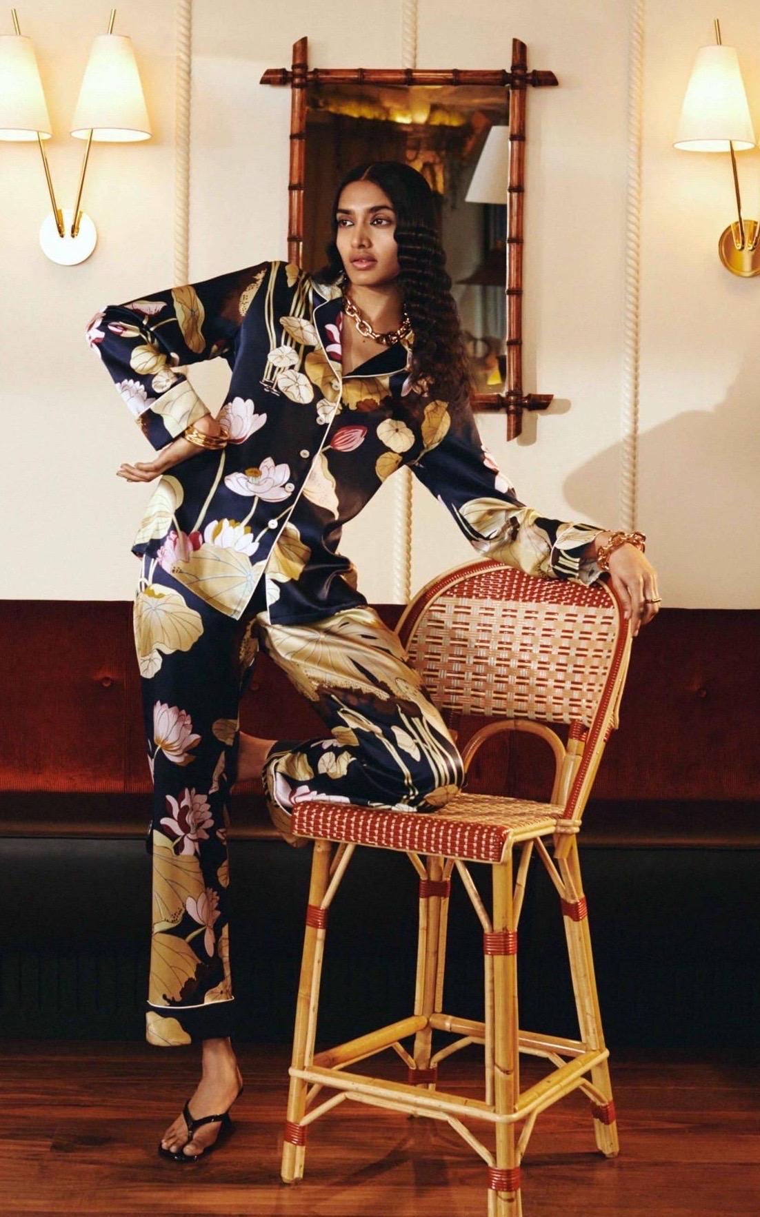 NEW Olivia Von Halle Silk Floral Print Lounge Home Sleep Wear Suit S For Sale 5