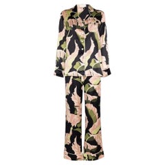 NEW Olivia Von Halle Seta stampa floreale Lounge Home Sleep Wear Suit S
