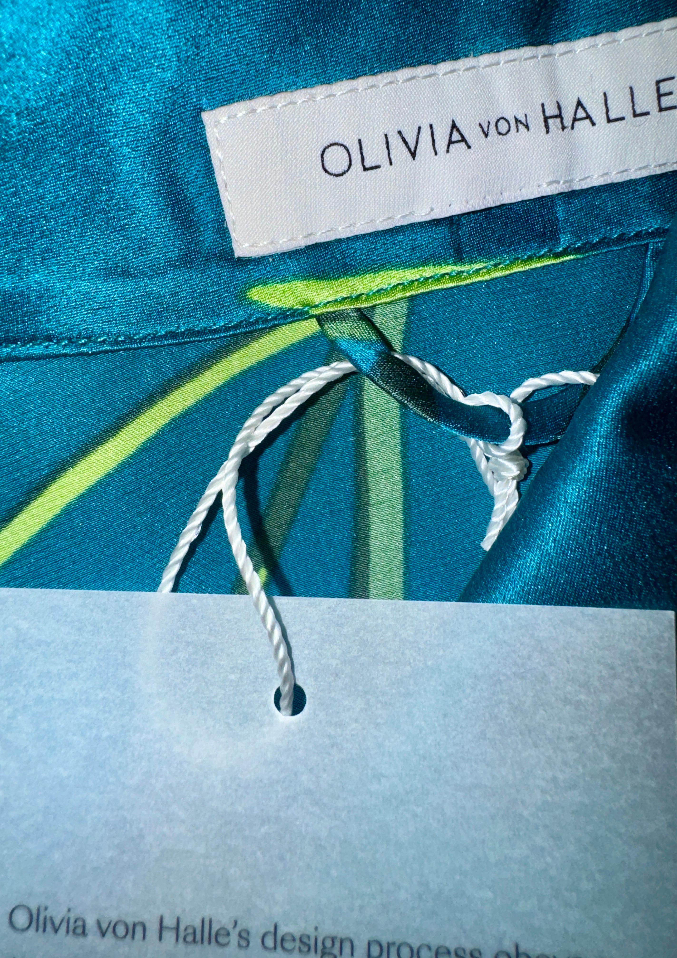 NEW Olivia Von Halle Silk Floral Print Lounge Home Sleep Wear Suit XS/1 For Sale 6