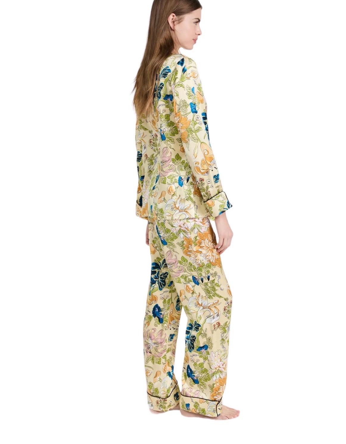 Women's NEW Olivia Von Halle Silk Floral Print Pajamas Lounge Home Sleep Wear Suit M For Sale