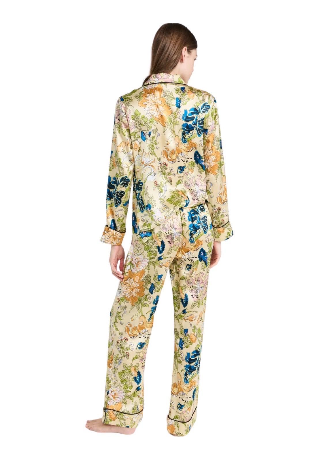 NEW Olivia Von Halle Silk Floral Print Pajamas Lounge Home Sleep Wear Suit M For Sale 1