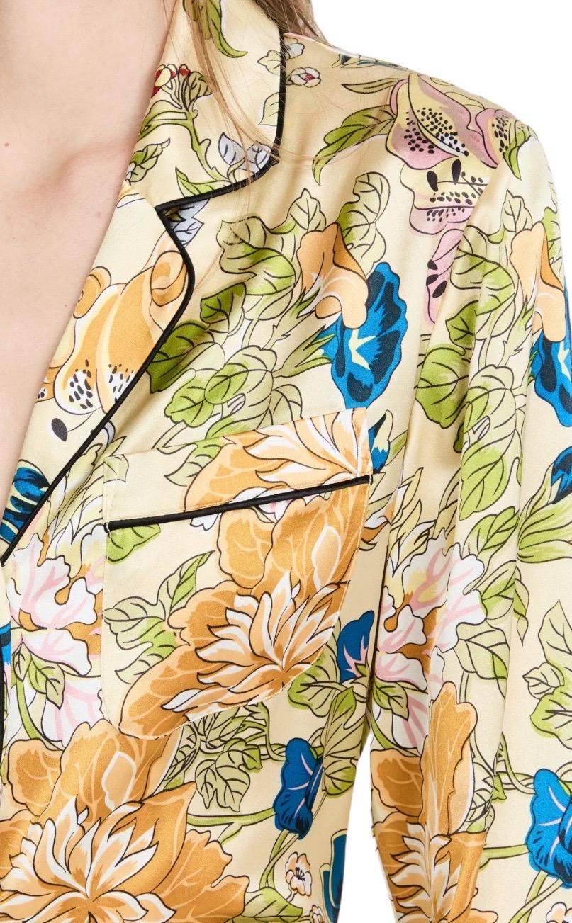 Olivia Von Halle Olivia Von Halle Seide Floral Print Pajamas Lounge Home Sleep Wear Anzug M, NEU, NEU im Angebot 2