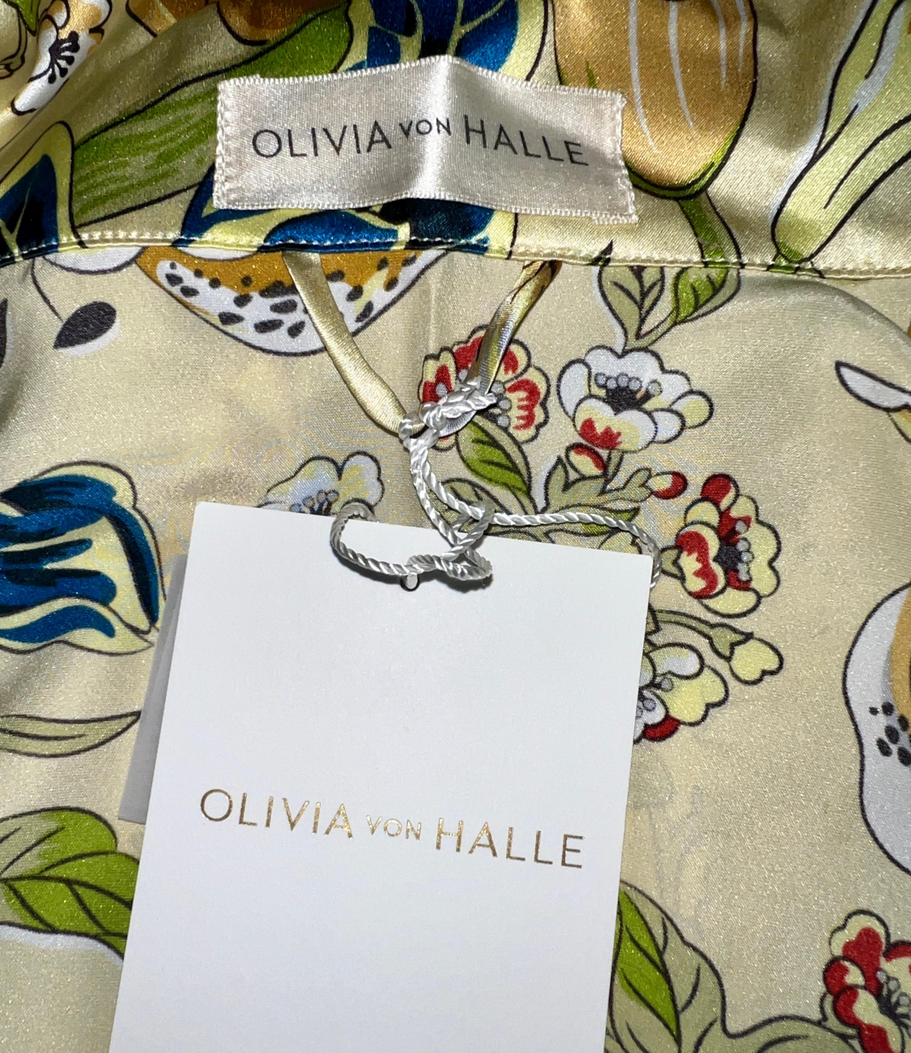 Olivia Von Halle Olivia Von Halle Seide Floral Print Pajamas Lounge Home Sleep Wear Anzug M, NEU, NEU im Angebot 4