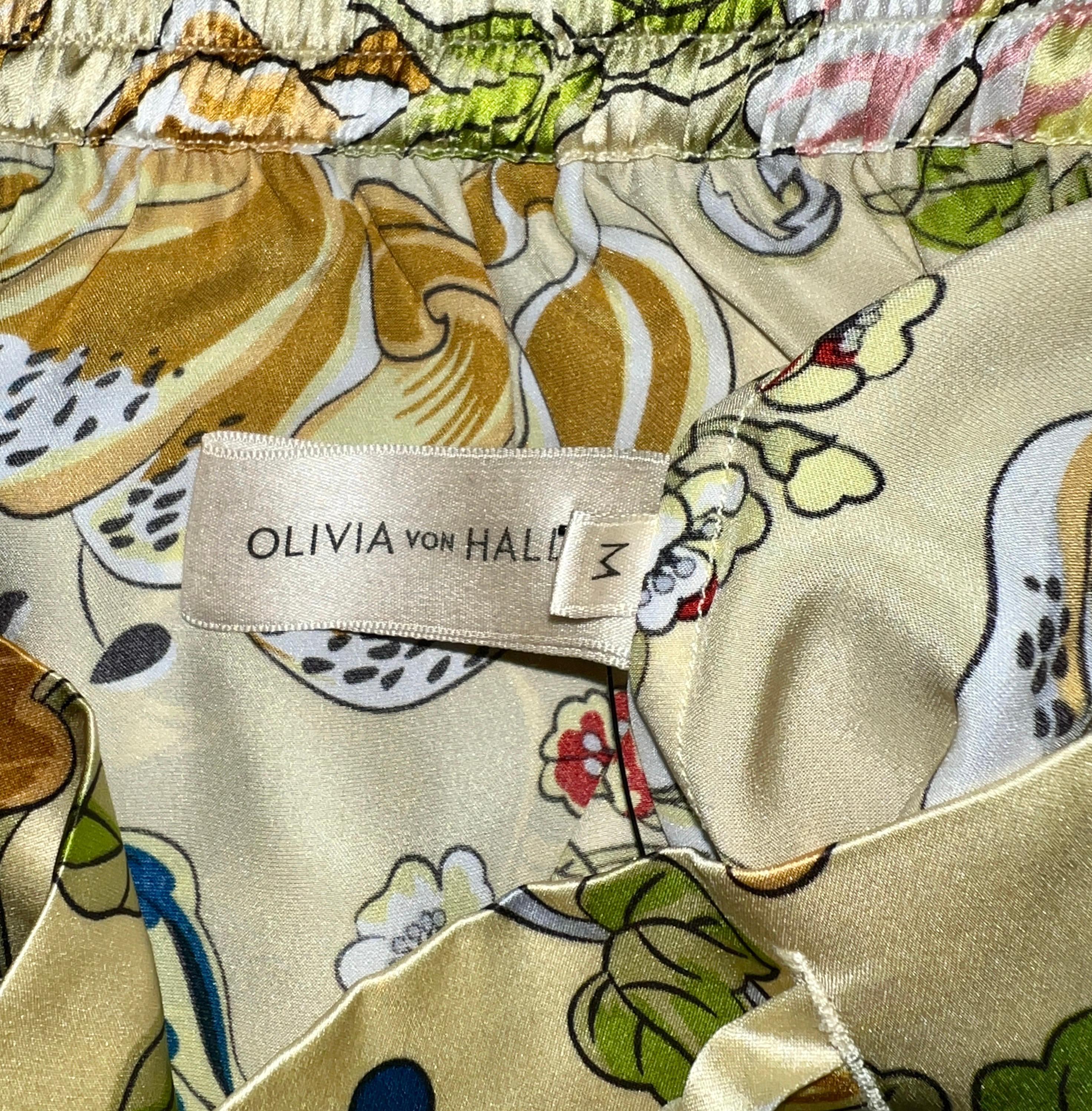 Olivia Von Halle Olivia Von Halle Seide Floral Print Pajamas Lounge Home Sleep Wear Anzug M, NEU, NEU im Angebot 5
