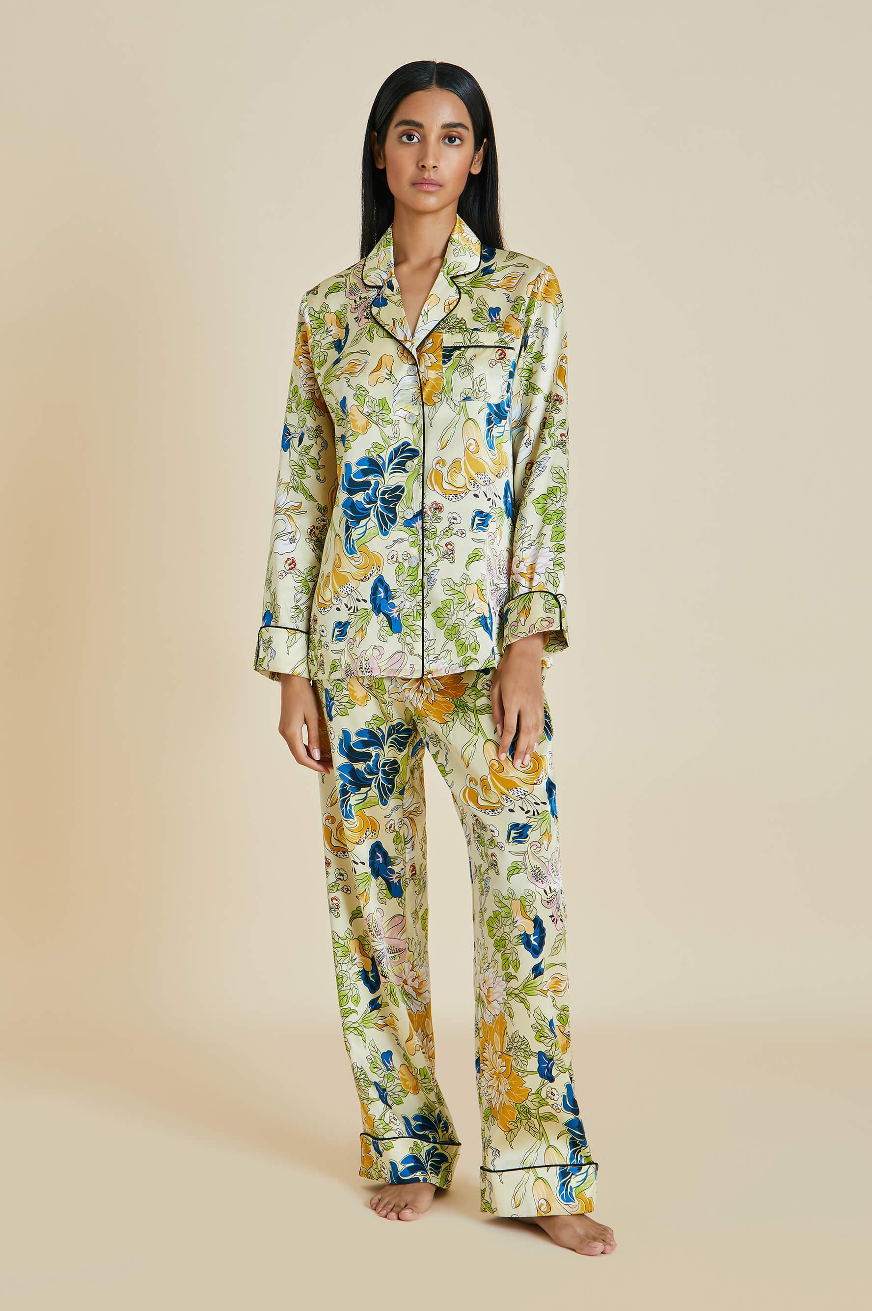 NEW Olivia Von Halle Silk Floral Print Pajamas Lounge Home Sleep Wear Suit M For Sale 6