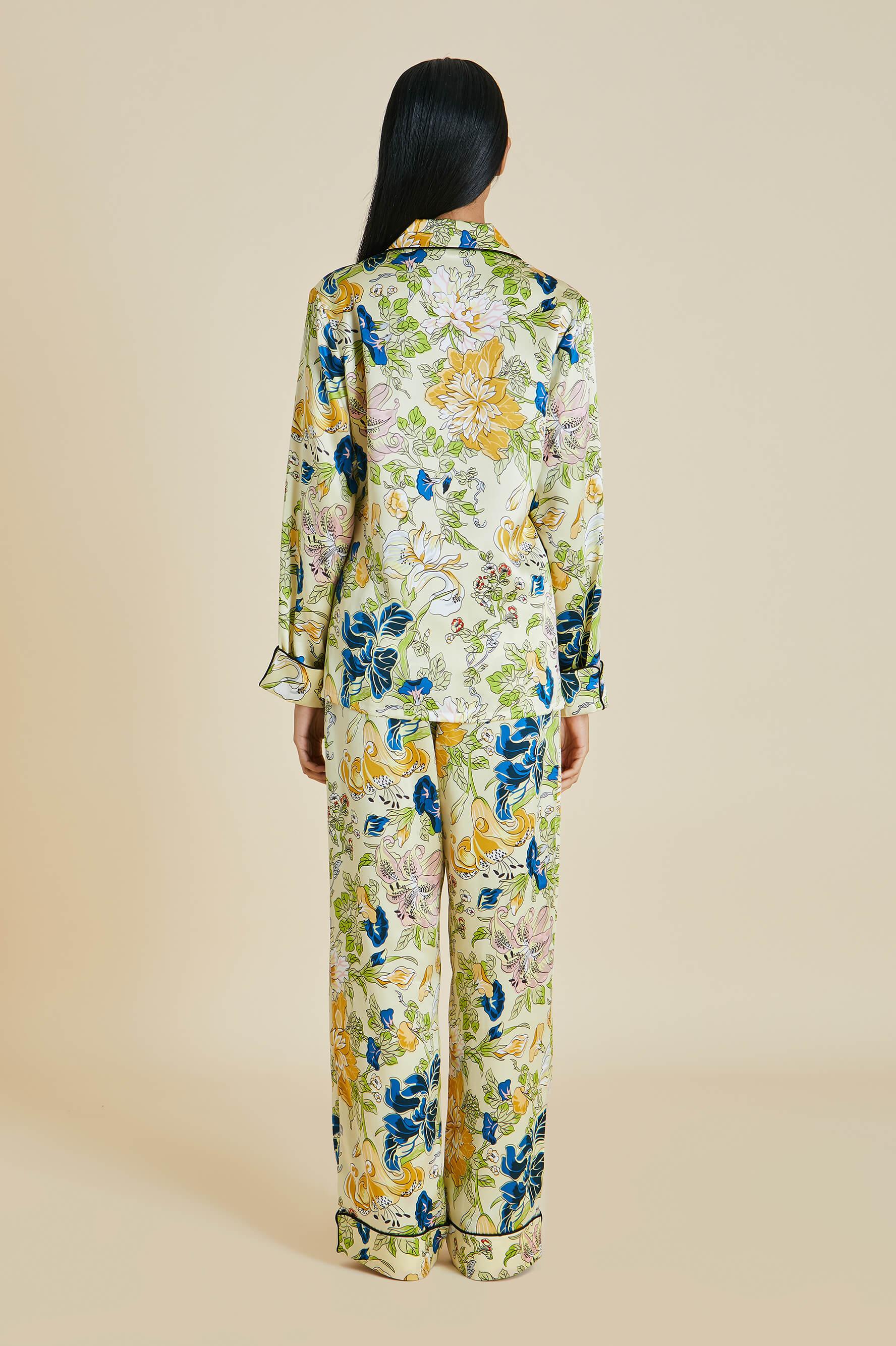 NEW Olivia Von Halle Silk Floral Print Pajamas Lounge Home Sleep Wear Suit M For Sale 7