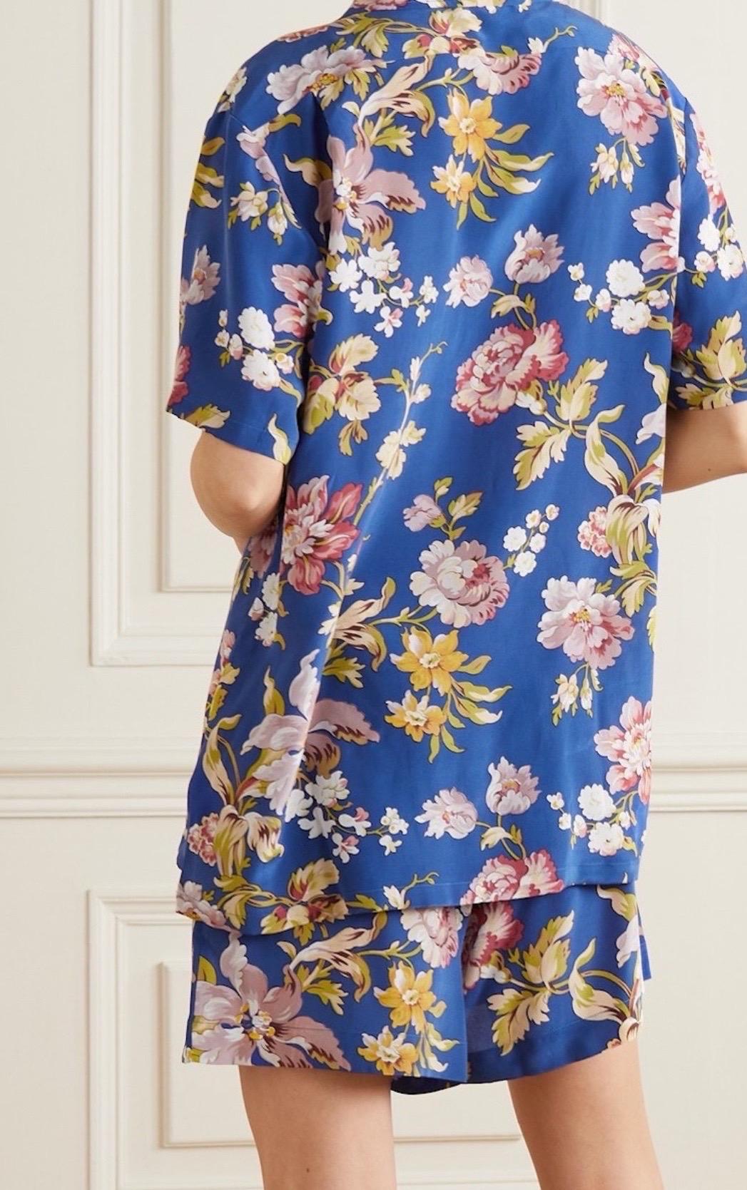 NEW Olivia Von Halle Seidenblumendruck Hose Freizeit Lounge Sommer Anzug M im Angebot 7