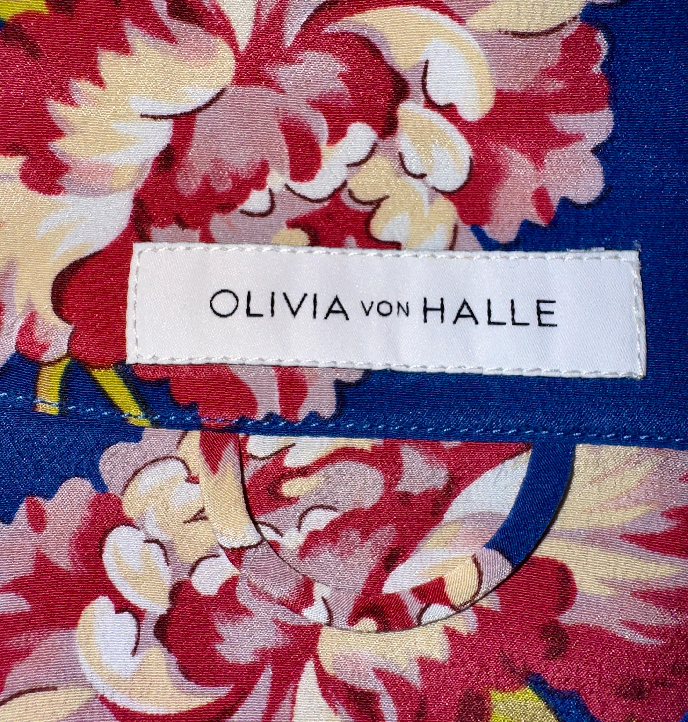 NEW Olivia Von Halle Seidenblumendruck Hose Freizeit Lounge Sommer Anzug M Damen im Angebot