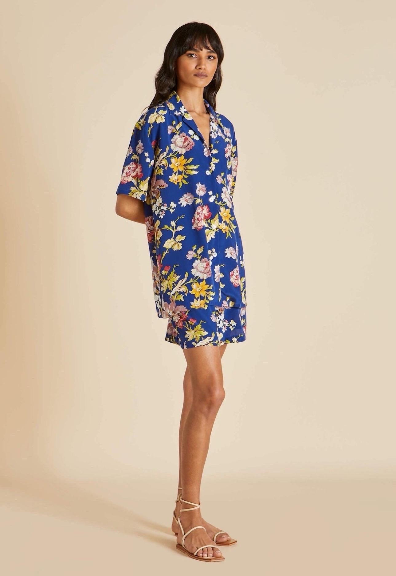 NEW Olivia Von Halle Seidenblumendruck Hose Freizeit Lounge Sommer Anzug M im Angebot 1