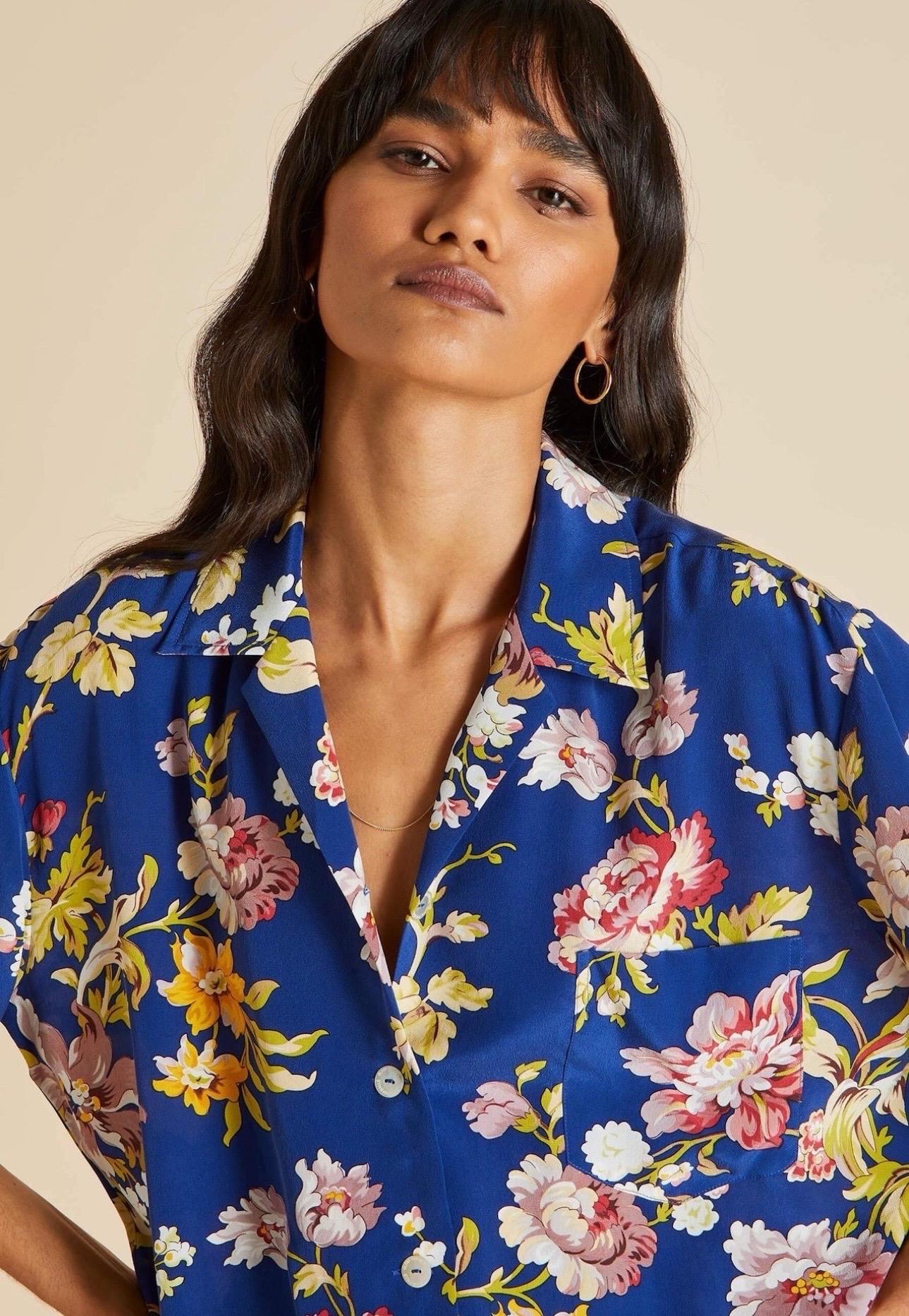 NEW Olivia Von Halle Seidenblumendruck Hose Freizeit Lounge Sommer Anzug M im Angebot 4