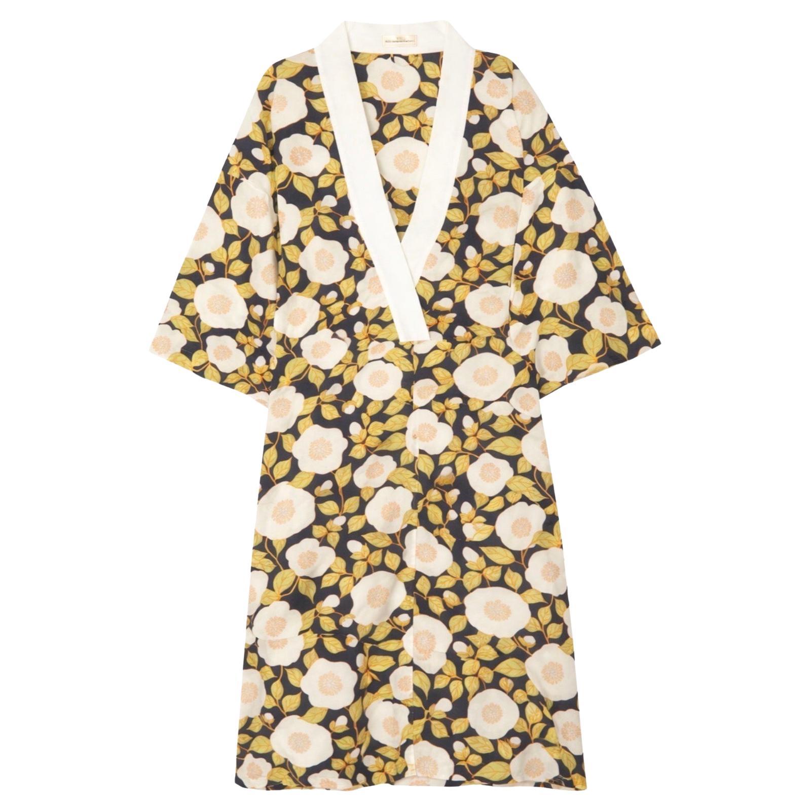 NEW Olivia Von Halle Silk Voile Floral Print Kimono Style Robe Dress OS