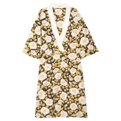 NEW Olivia Von Halle Silk Voile Floral Print Kimono Style Robe Dress OS
