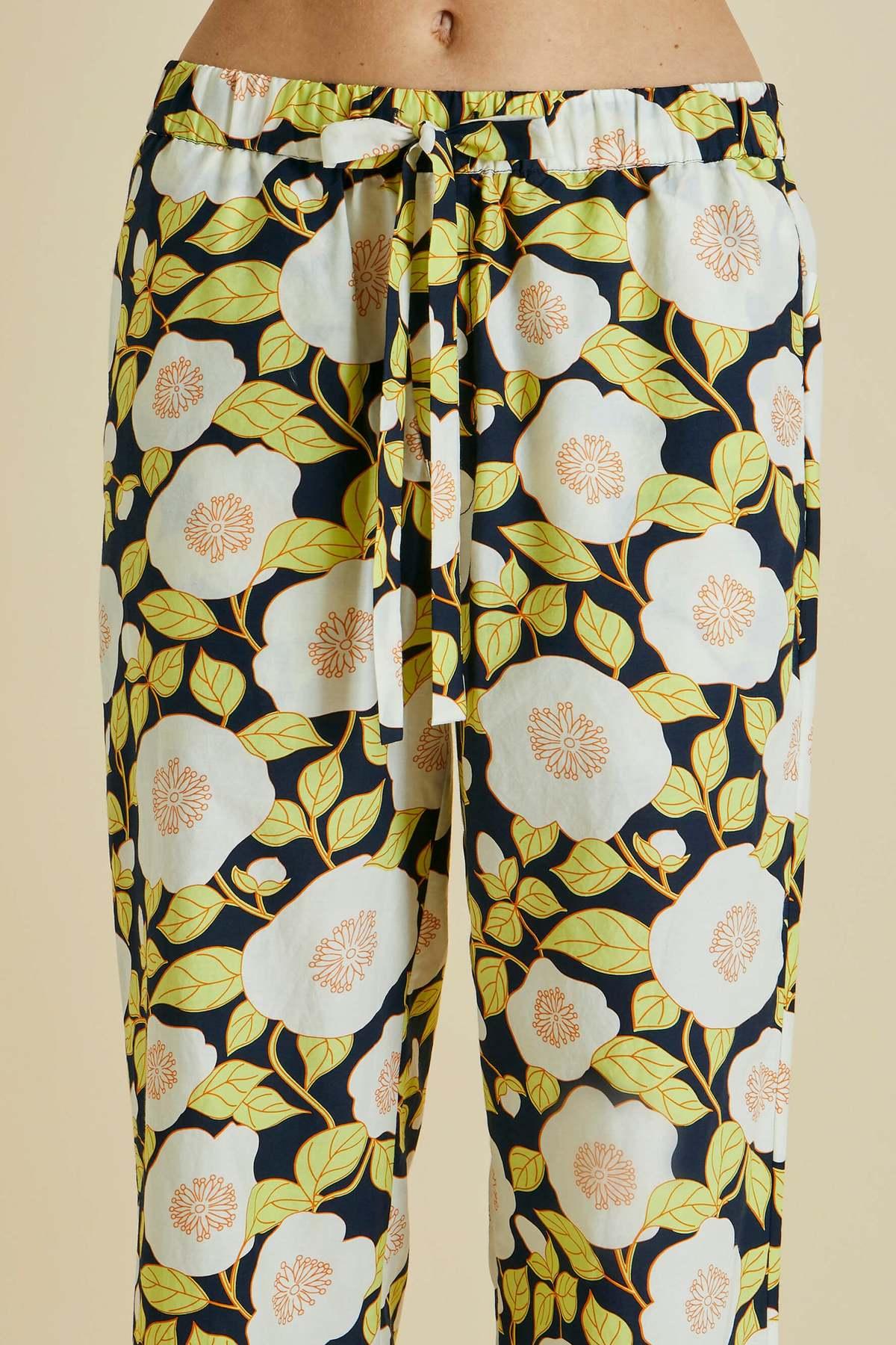 NEU Olivia Von Halle Seide Voile Hose mit Blumendruck und Leisure Lounge-Sommeranzug XS im Angebot 1