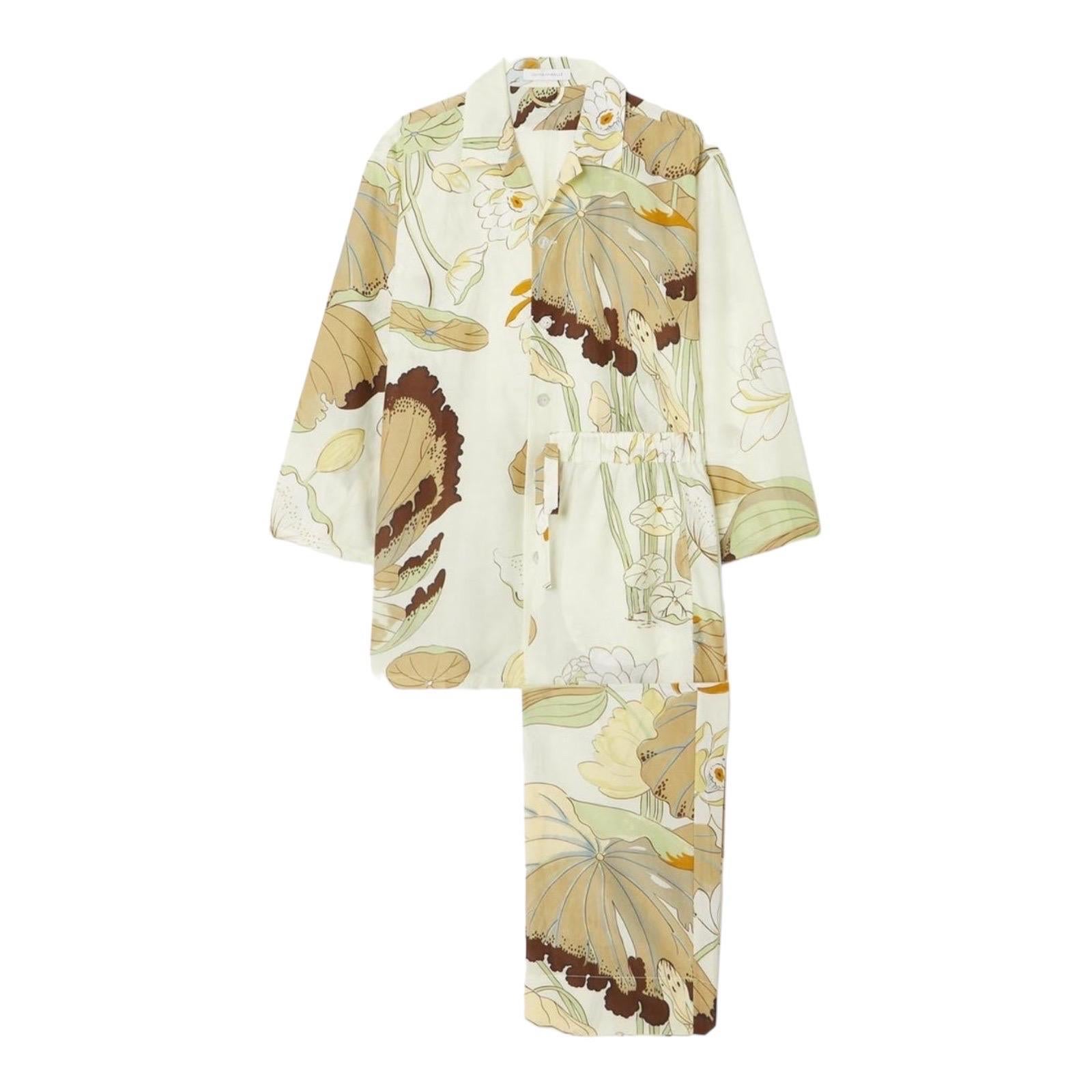 Olivia Von Halle, tailleur de salon en voile de soie imprimé floral, taille M, état neuf en vente 6