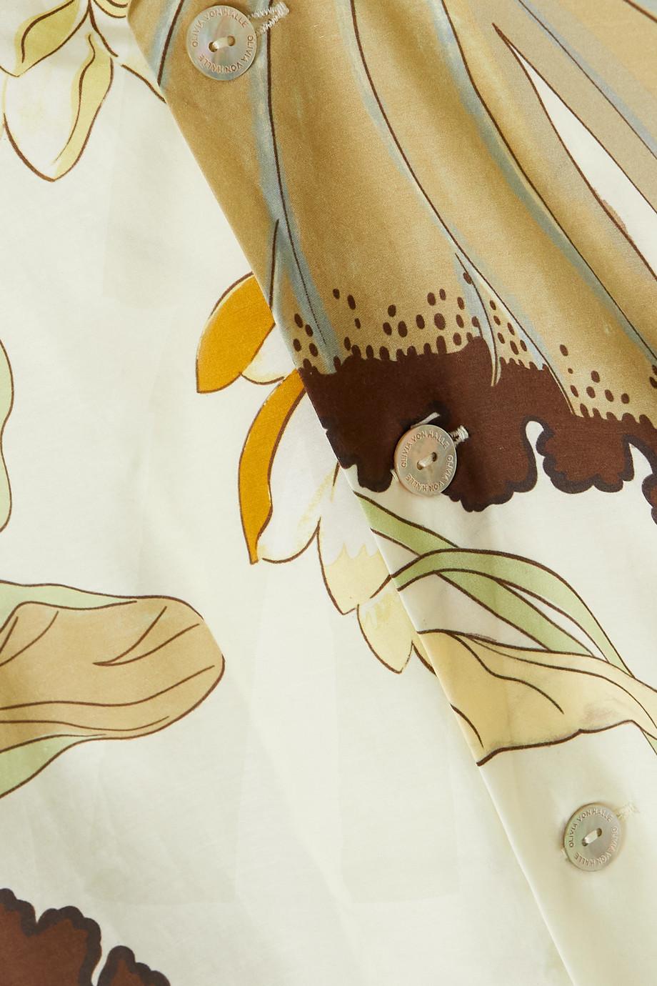 Olivia Von Halle, tailleur de salon en voile de soie imprimé floral, taille M, état neuf en vente 9