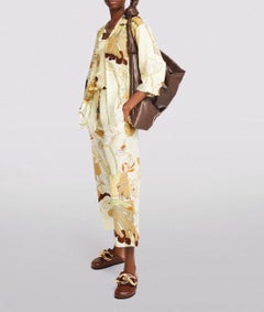 NEW Olivia Von Halle Silk Voile Floral Print Top Pants Leisure Lounge Suit M