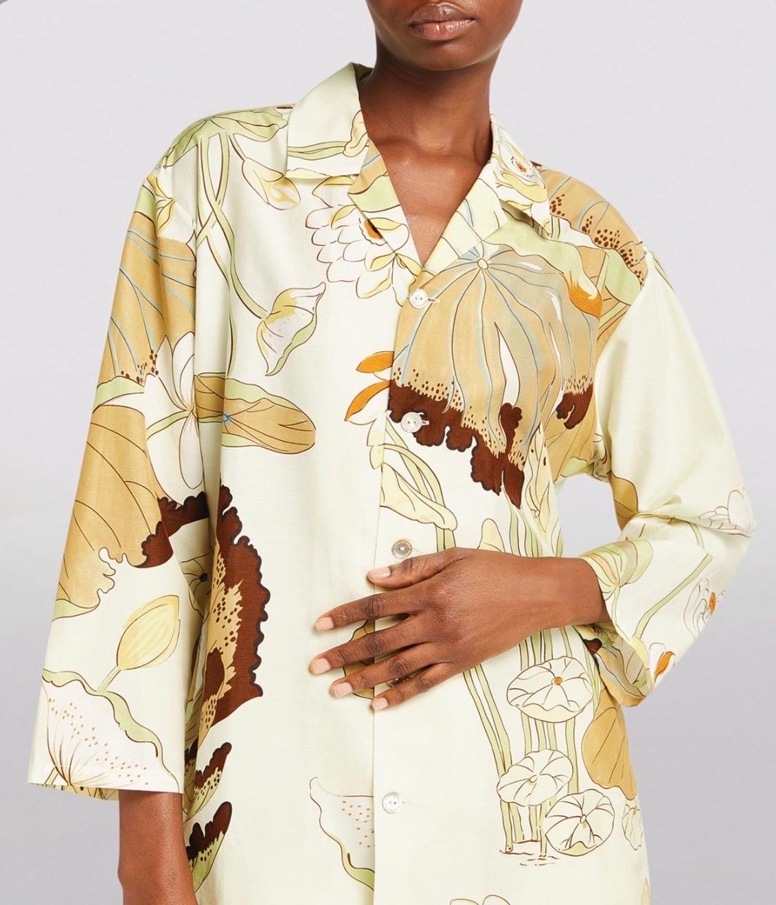 Olivia Von Halle, tailleur de salon en voile de soie imprimé floral, taille M, état neuf Pour femmes en vente