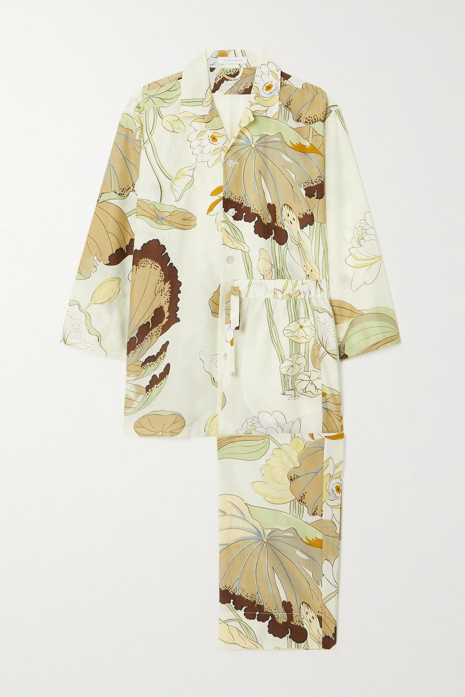 Olivia Von Halle, tailleur de salon en voile de soie imprimé floral, taille M, état neuf en vente 3