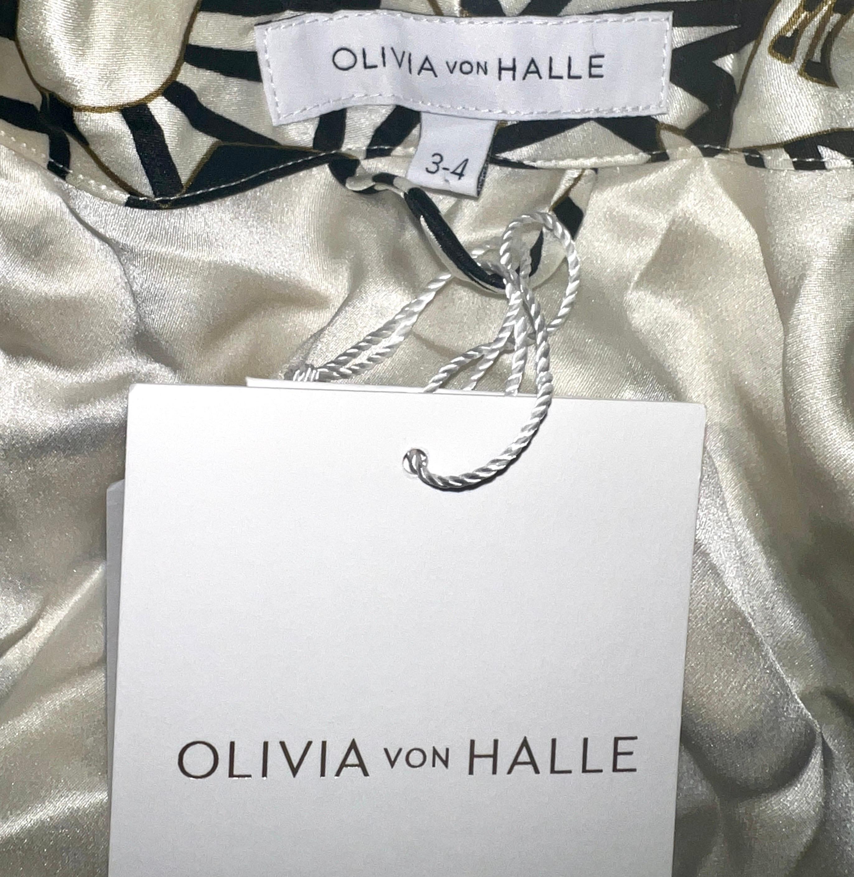 NEW Olivia von Halle Silk Zebra Print Dressing Gown Robe For Sale 3
