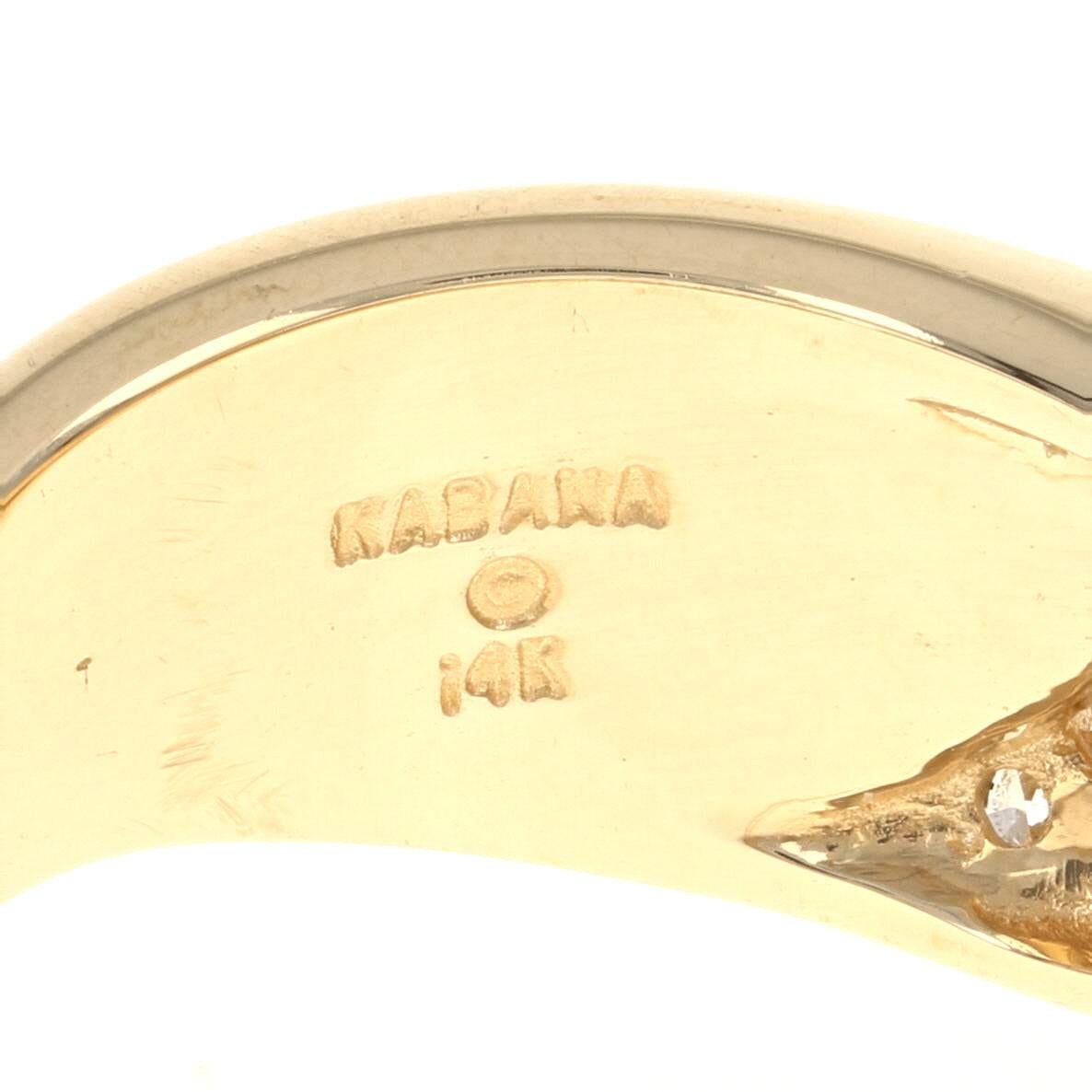 Opal and Diamond Kabana Ring, 14 Karat Yellow Gold Round Brilliant .25 Carat 2