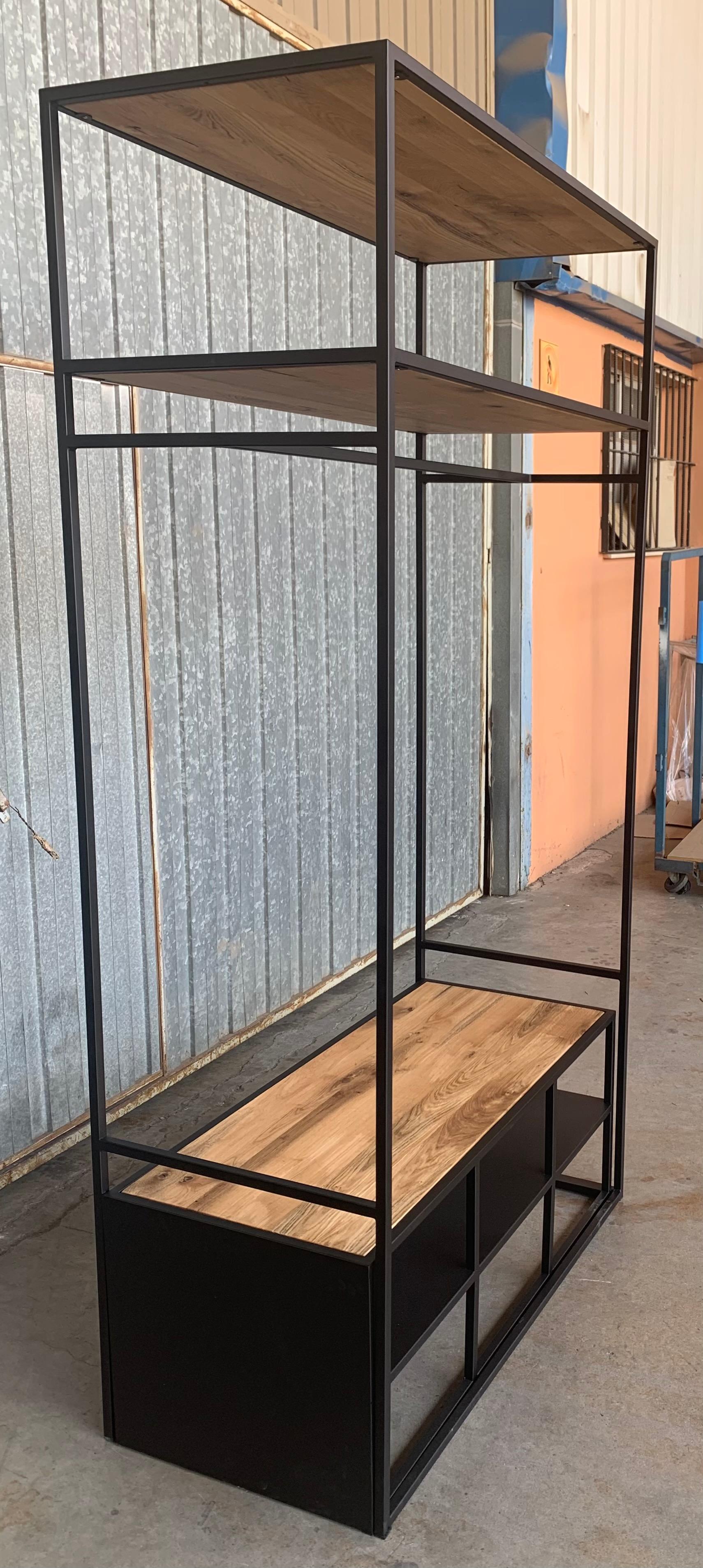 Industrial New Open Wardrobe or Coat Rack with Shoes Compartment or Bench For Sale