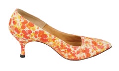 New Orange and Yellow Jackson Pollock Splatter Stiletto Heel Pumps – 6, 1950s