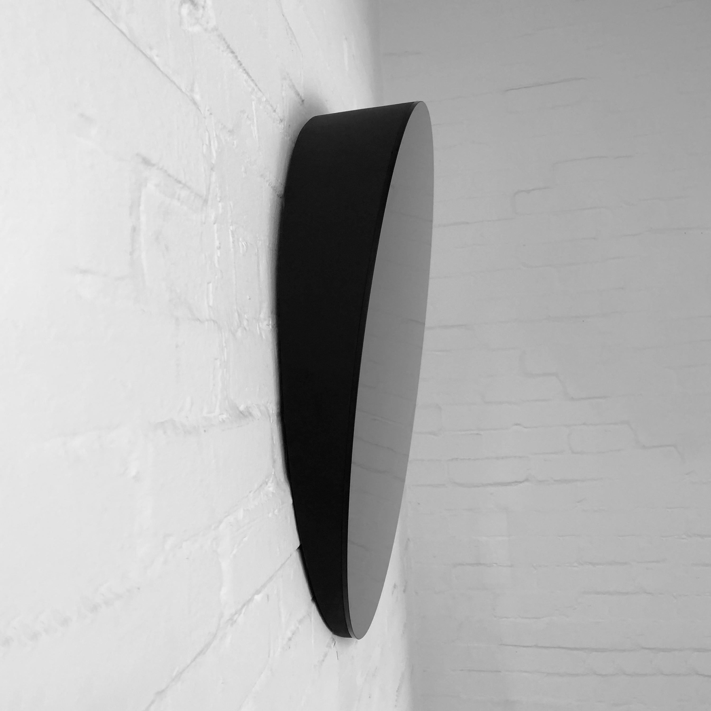 Orbis Round Black Tilted Minimalist Accessible Mirror, Medium In New Condition For Sale In London, GB