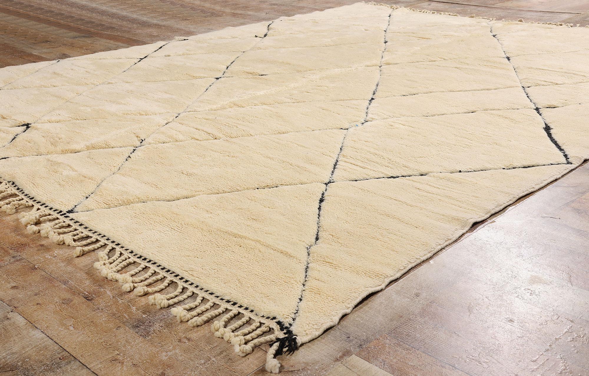 Tapis marocain Beni Mrirt sculpté à la main, mi-siècle moderne, 9'02 x 11'08 en vente 4