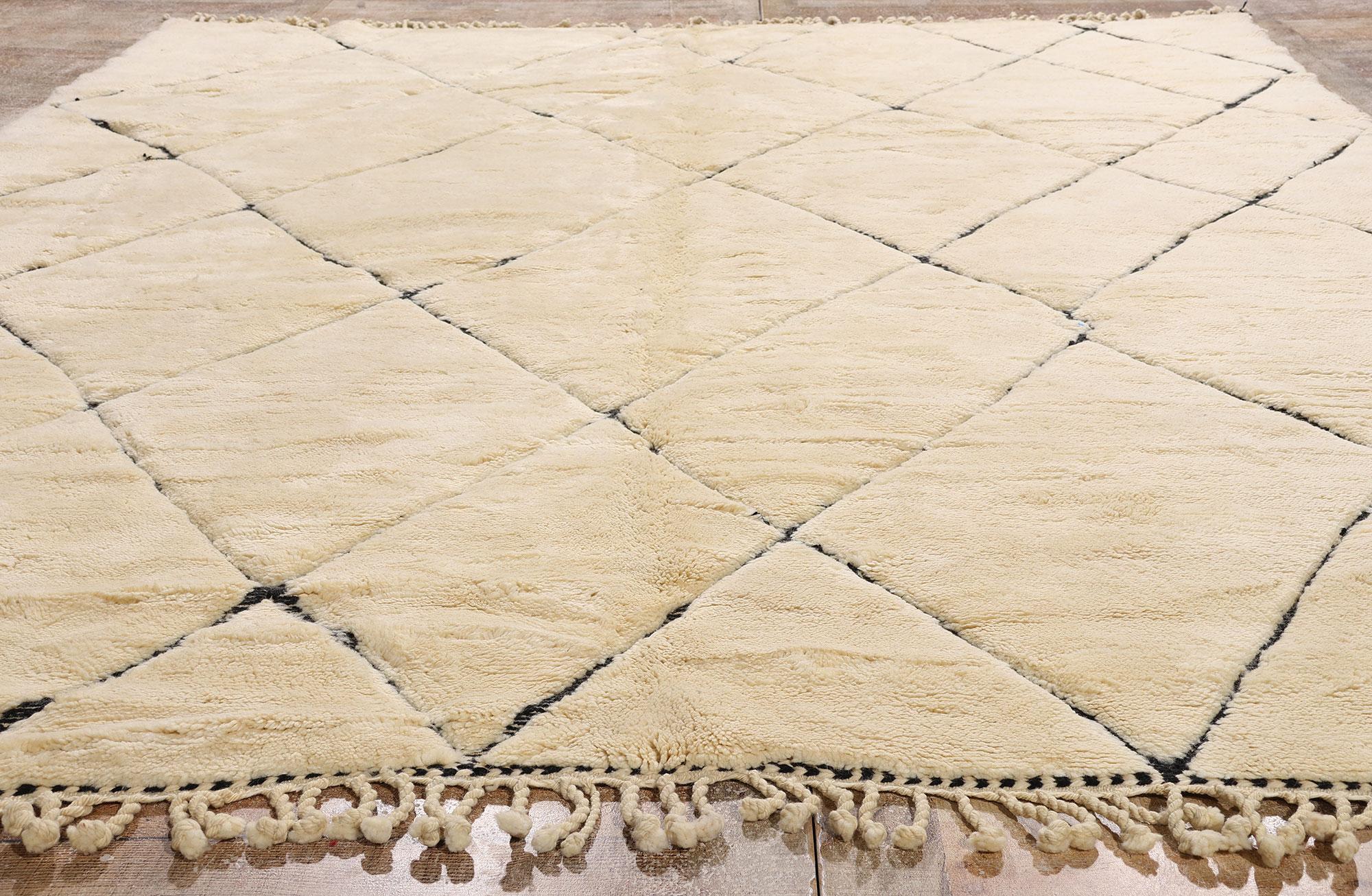 Tapis marocain Beni Mrirt sculpté à la main, mi-siècle moderne, 9'02 x 11'08 en vente 6