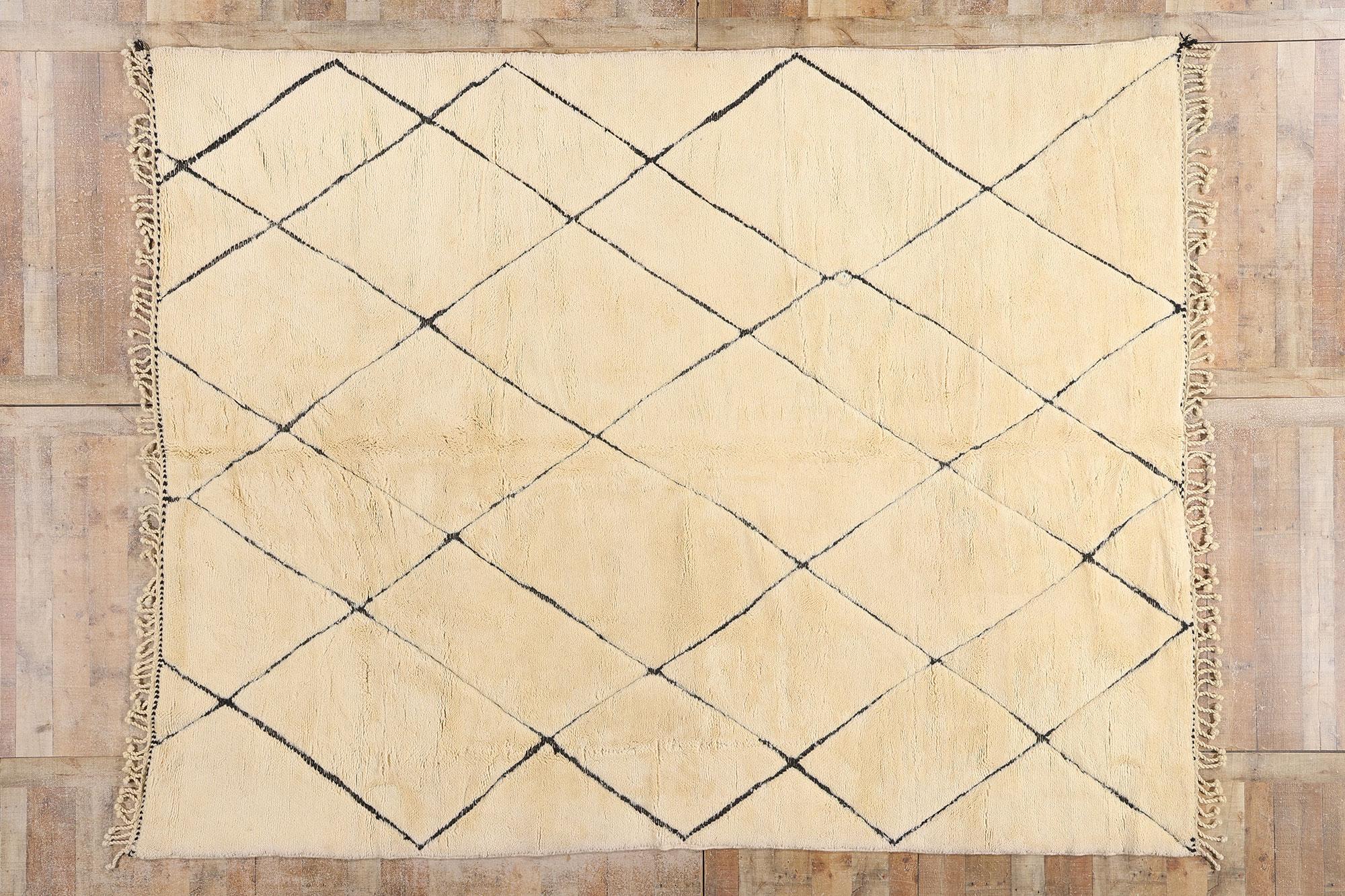 Tapis marocain Beni Mrirt sculpté à la main, mi-siècle moderne, 9'02 x 11'08 en vente 8