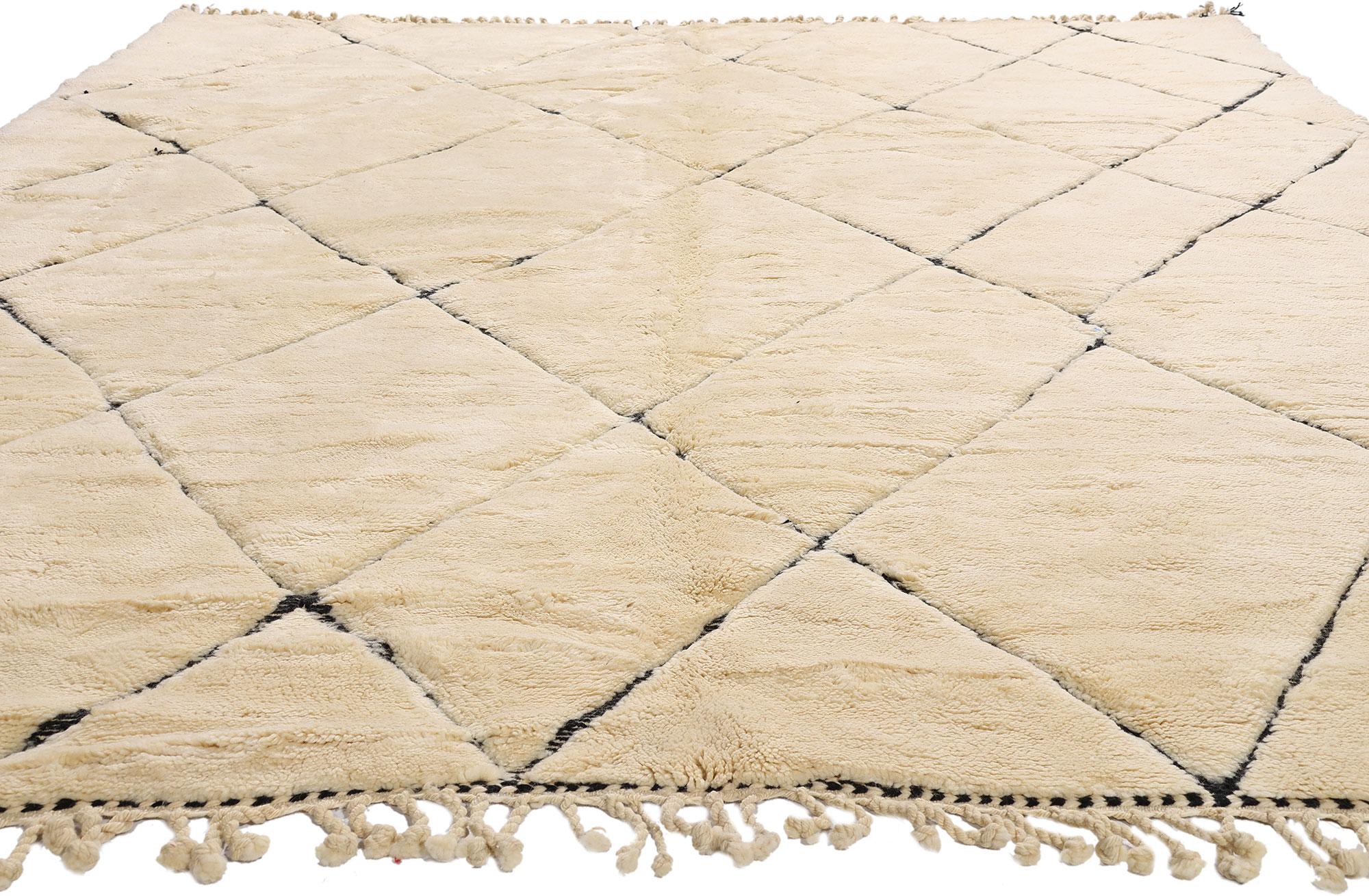 Marocain Tapis marocain Beni Mrirt sculpté à la main, mi-siècle moderne, 9'02 x 11'08 en vente