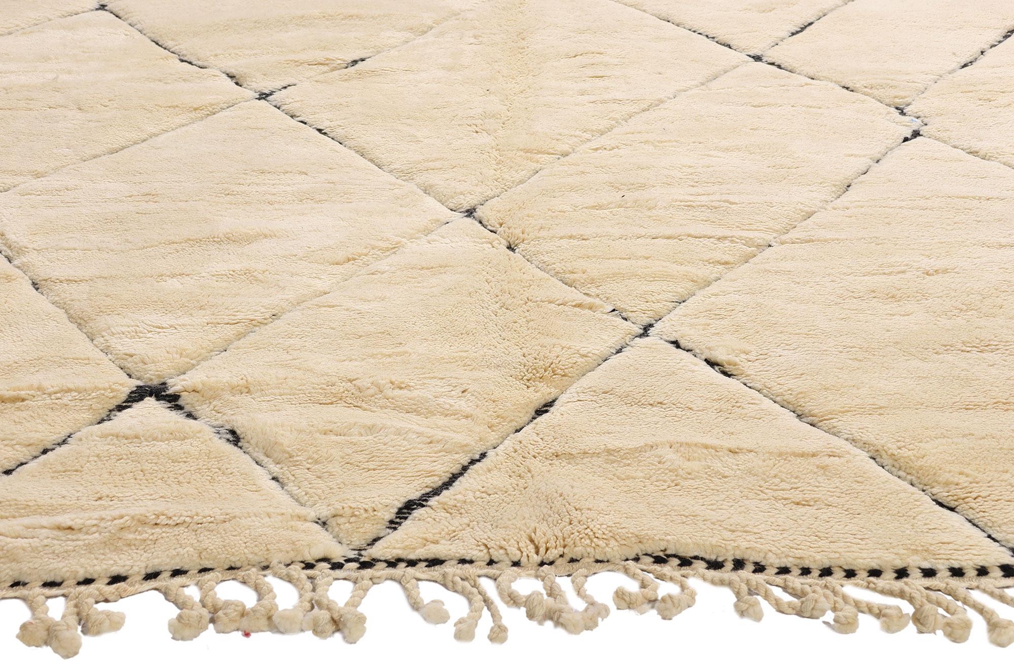 Tapis marocain Beni Mrirt sculpté à la main, mi-siècle moderne, 9'02 x 11'08 Neuf - En vente à Dallas, TX
