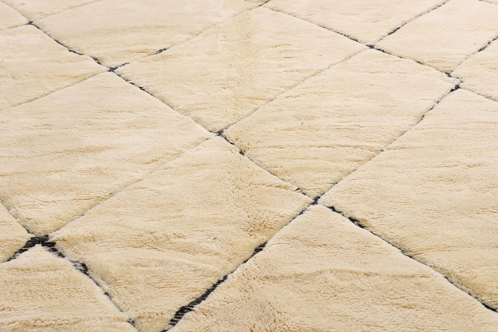 XXIe siècle et contemporain Tapis marocain Beni Mrirt sculpté à la main, mi-siècle moderne, 9'02 x 11'08 en vente