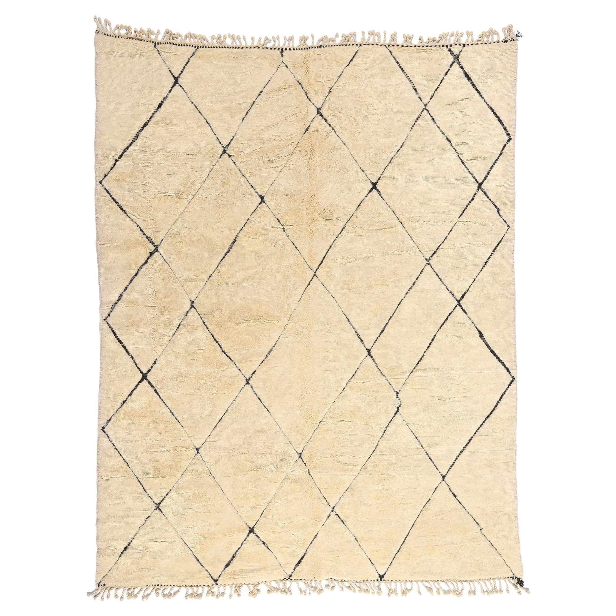 New Organic Modern Beni Mirt Moroccan Rug with Minimalist Style