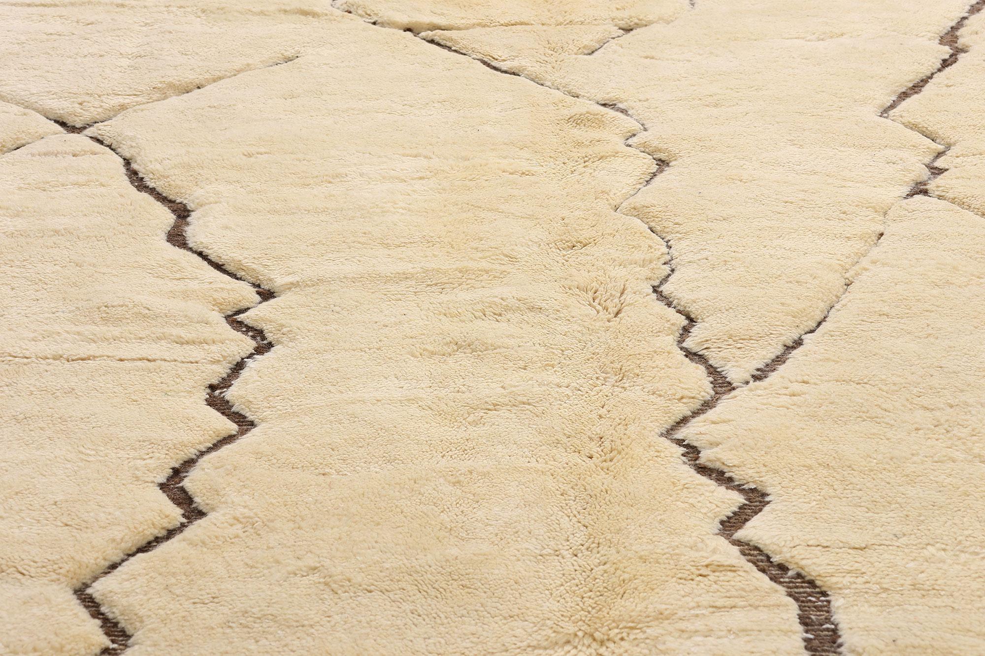 Wool New Organic Modern Beni Mrirt Berber Moroccan Rug with Minimalist Shibui Style For Sale