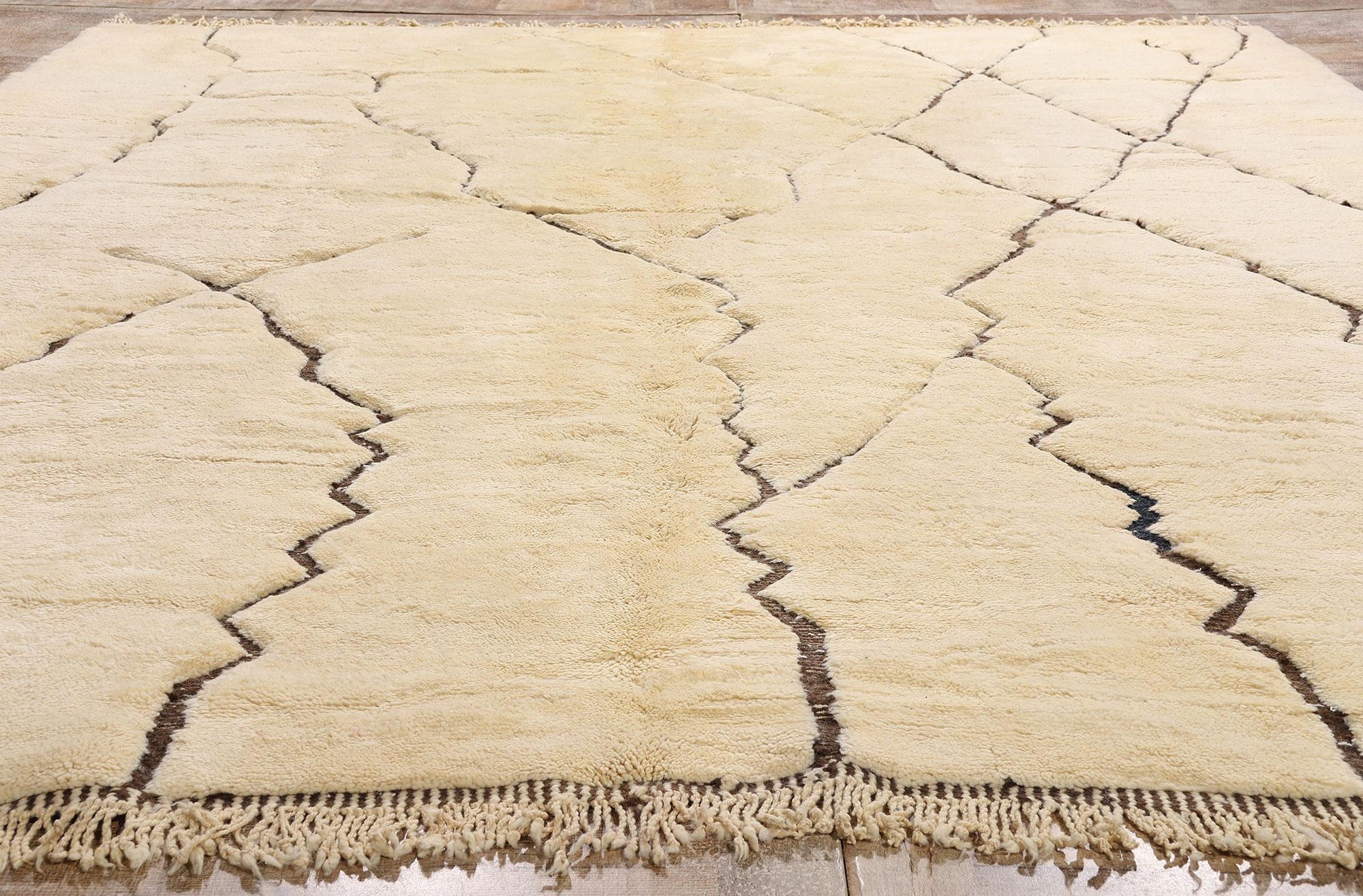 New Organic Modern Beni Mrirt Berber Moroccan Rug with Minimalist Shibui Style For Sale 3
