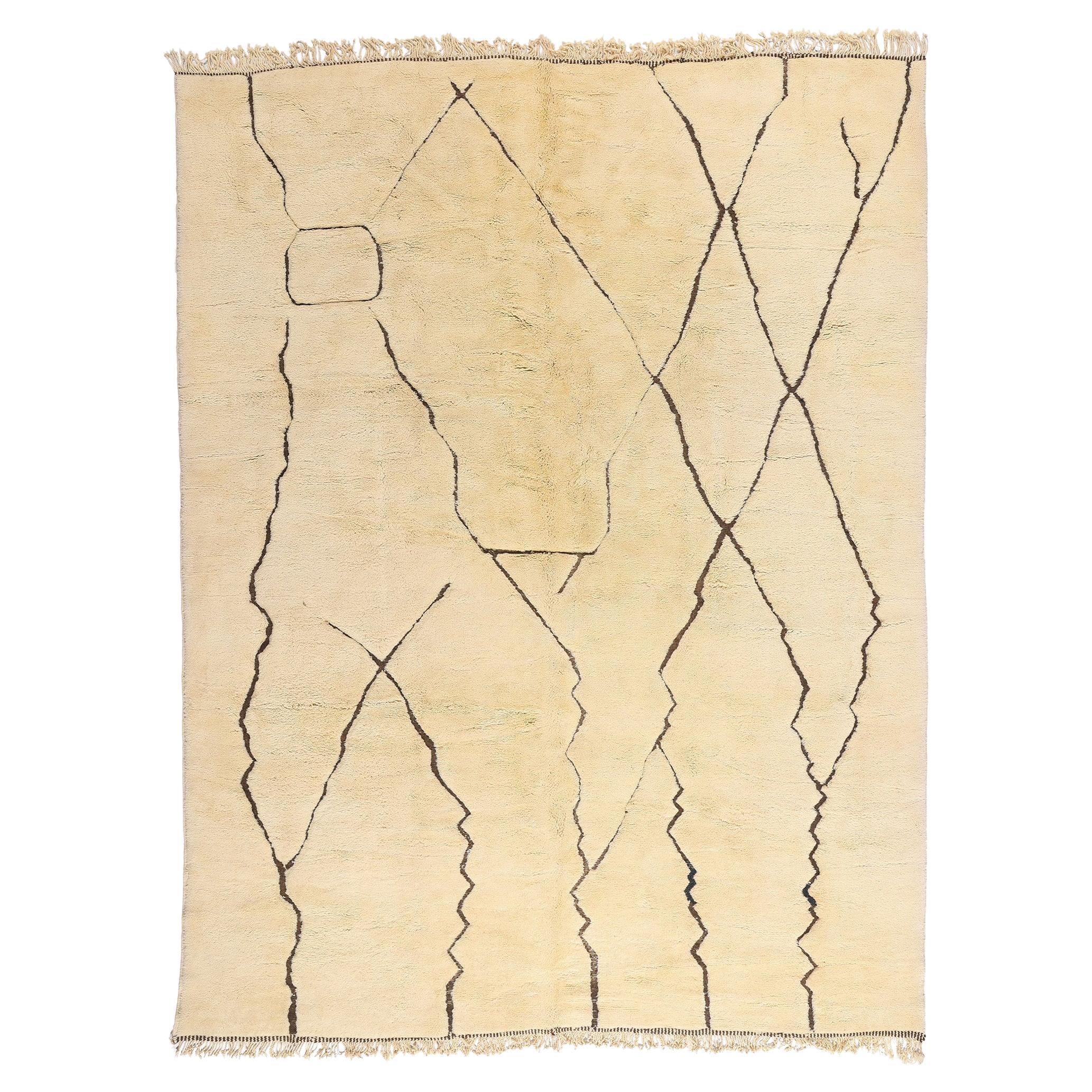 New Organic Modern Beni Mrirt Berber Moroccan Rug with Minimalist Shibui Style
