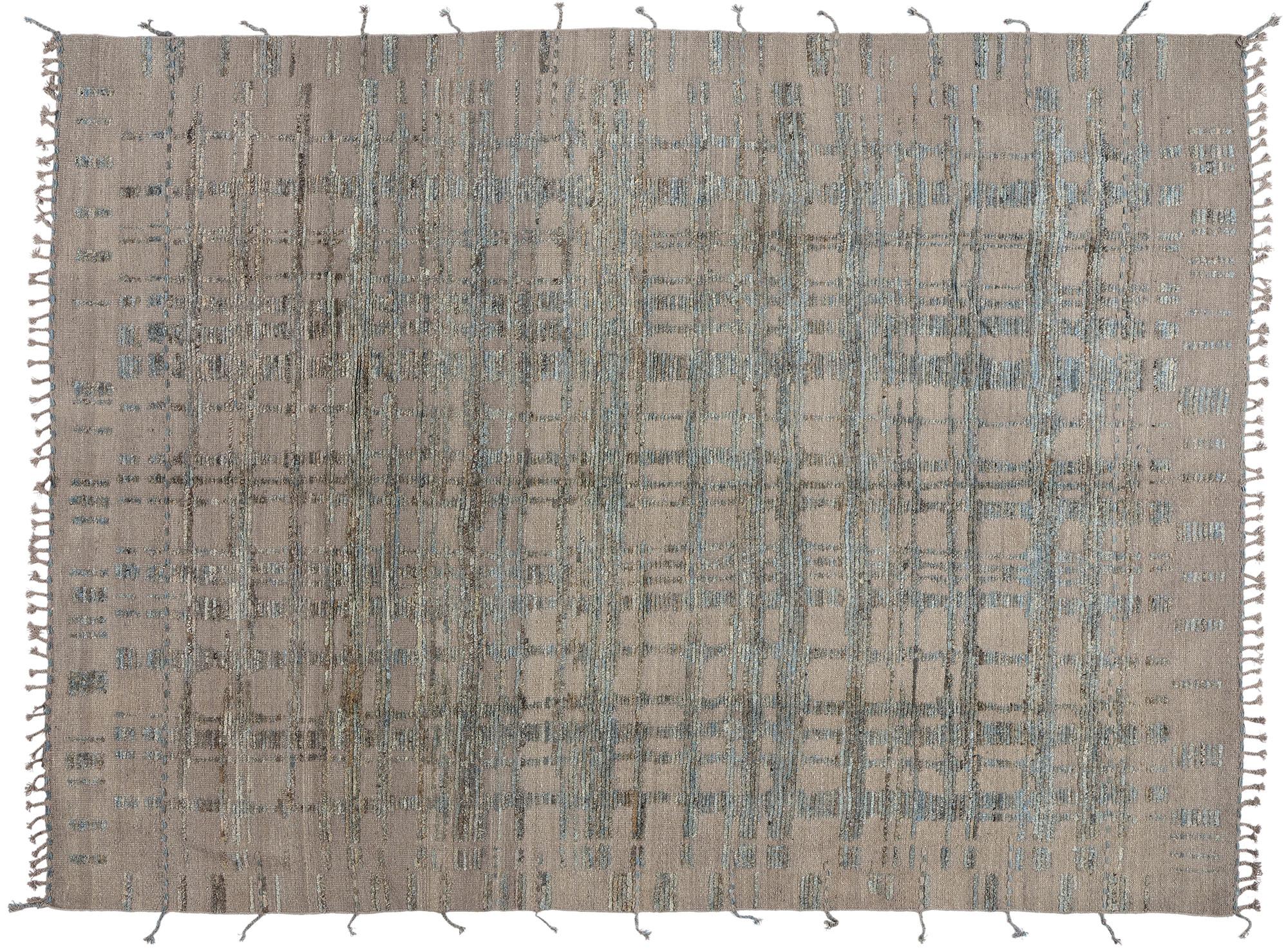 New Organic Modern Brutalist Moroccan Textured Carpet with Transitional Style (Tappeto organico moderno e brutalista in stile marocchino) in vendita 2