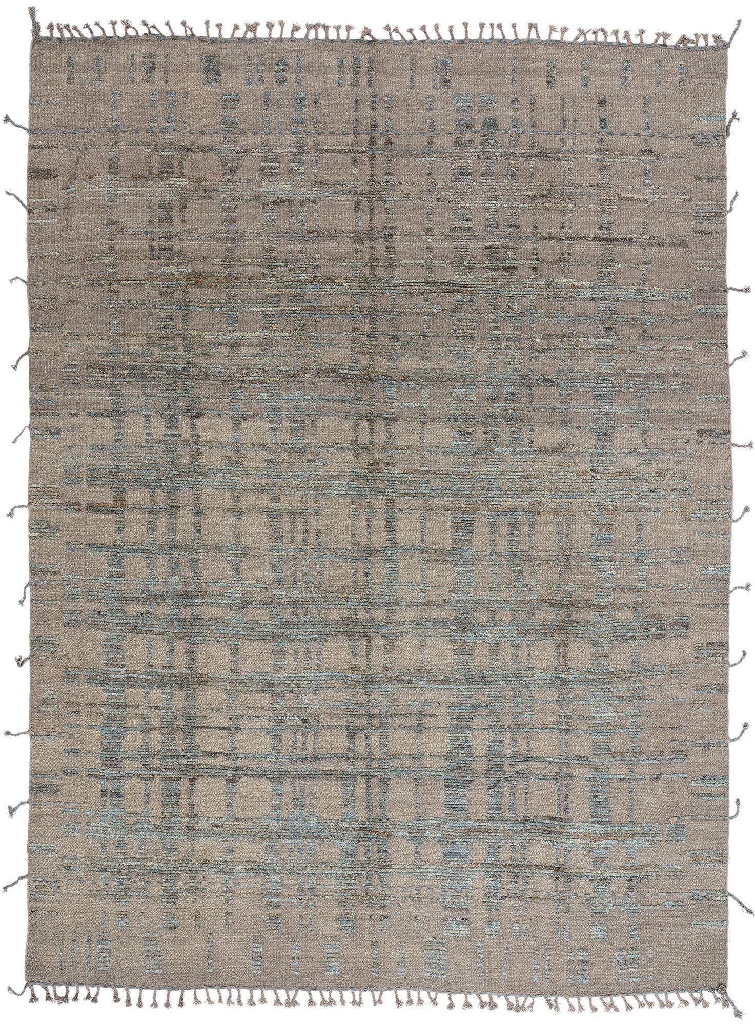 New Organic Modern Brutalist Moroccan Textured Carpet with Transitional Style