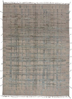 New Organic Modern Brutalist Moroccan Textured Carpet with Transitional Style