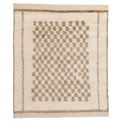 New Organic Modern Checkered Moroccan High-Low Textured Carpet