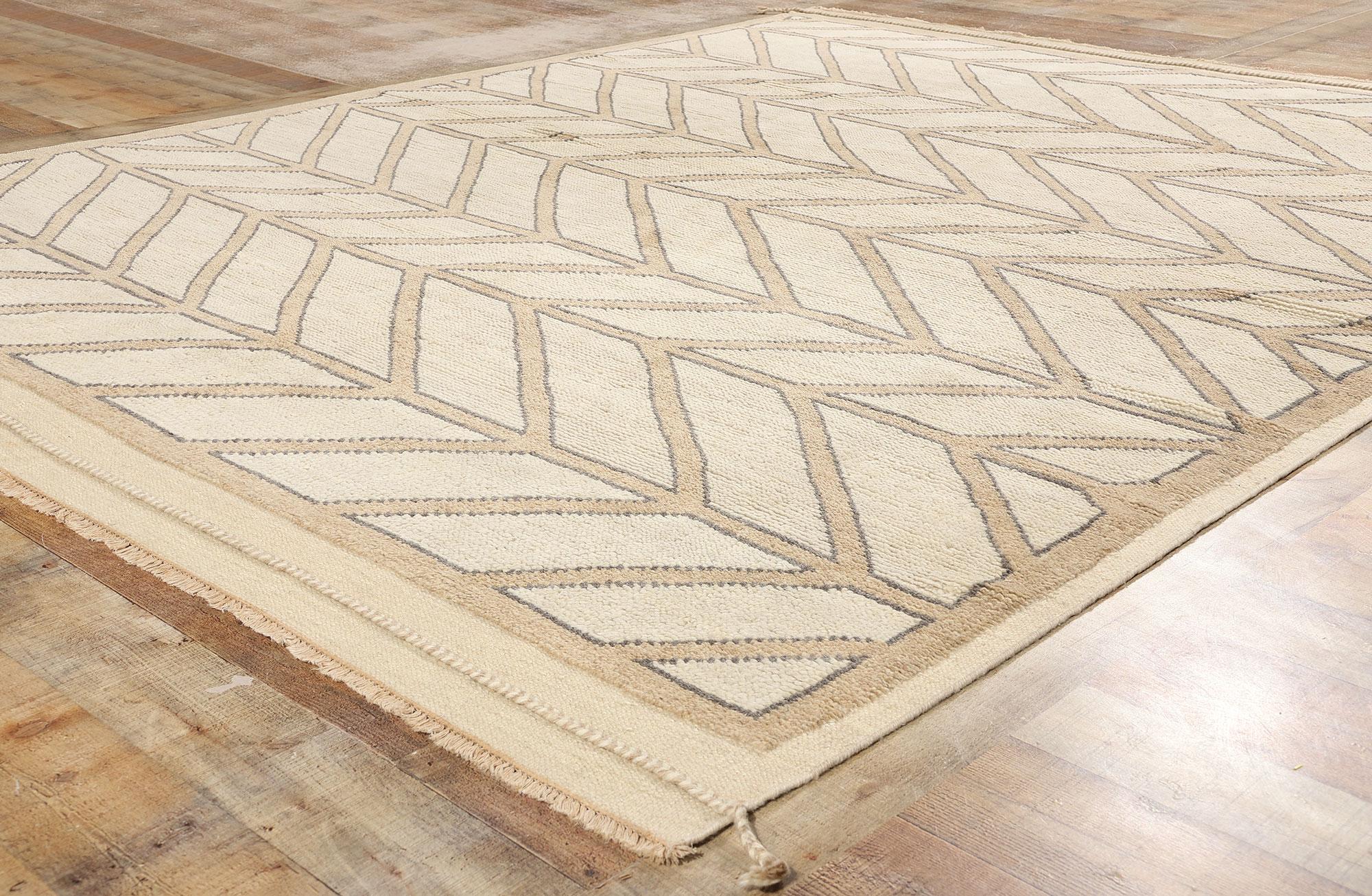 Neuer organischer moderner marokkanischer Wüsten-Teppich mit Fischgrätenmuster, 08'01 x 10'01 (21. Jahrhundert und zeitgenössisch) im Angebot