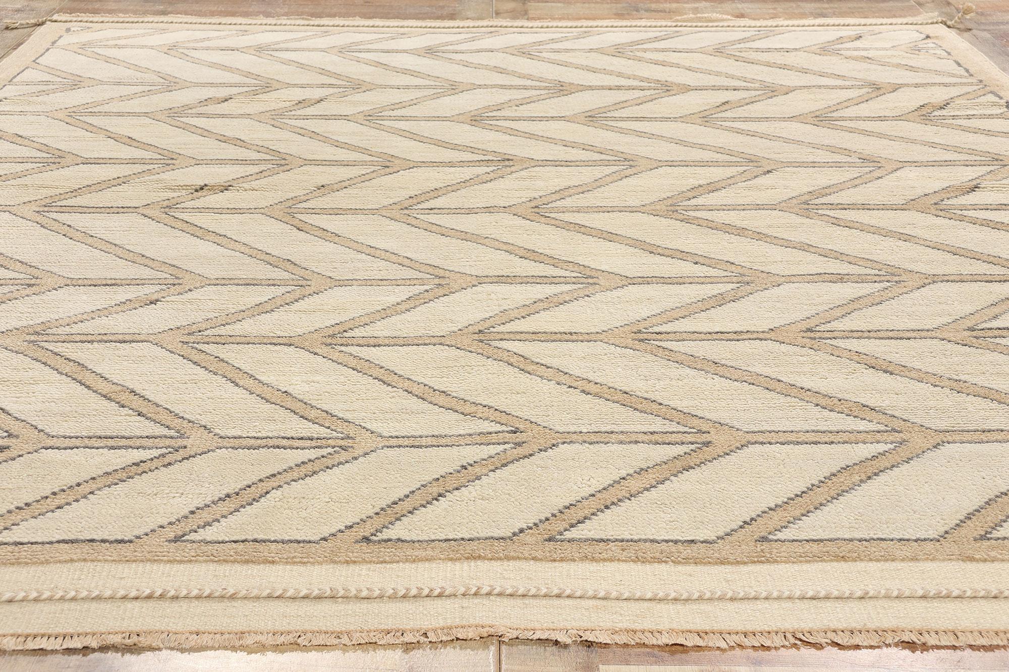 Neuer organischer moderner marokkanischer Wüsten-Teppich mit Fischgrätenmuster, 08'01 x 10'01 (Wolle) im Angebot