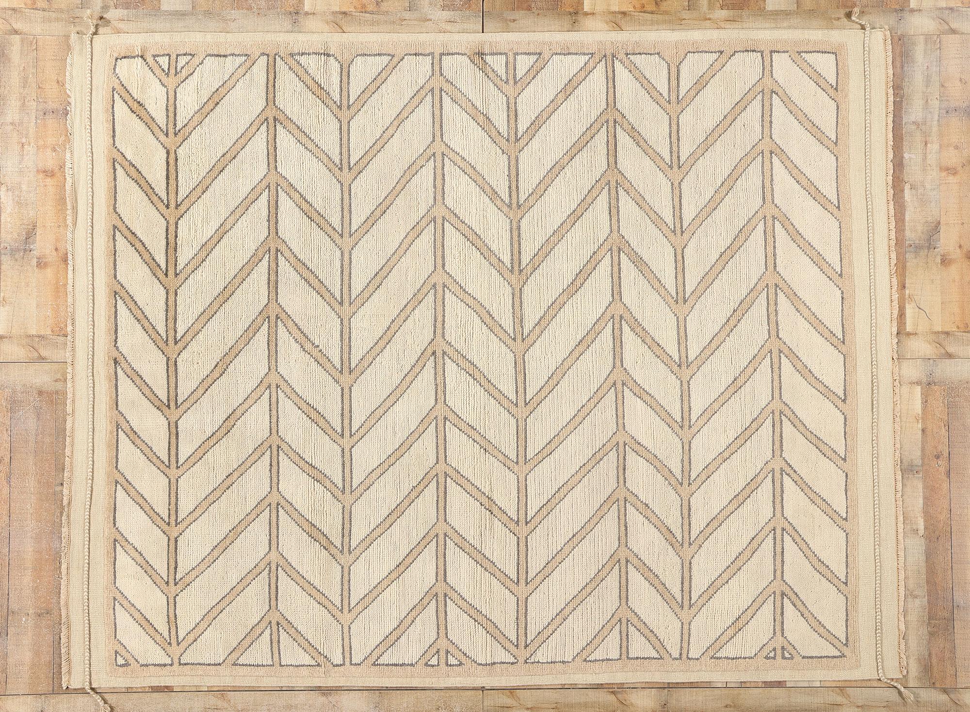 Neuer organischer moderner marokkanischer Wüsten-Teppich mit Fischgrätenmuster, 08'01 x 10'01 im Angebot 1