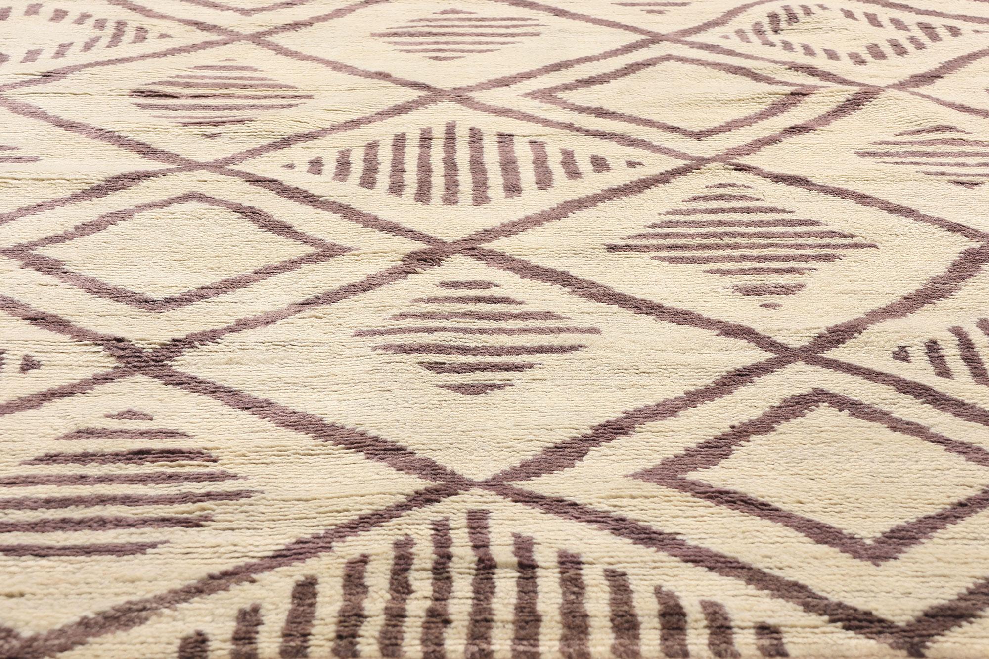 Noué à la main New Organic Modern Desert Lattice Moroccan Carpet with Contemporary Style (tapis marocain en treillis du désert au style contemporain)