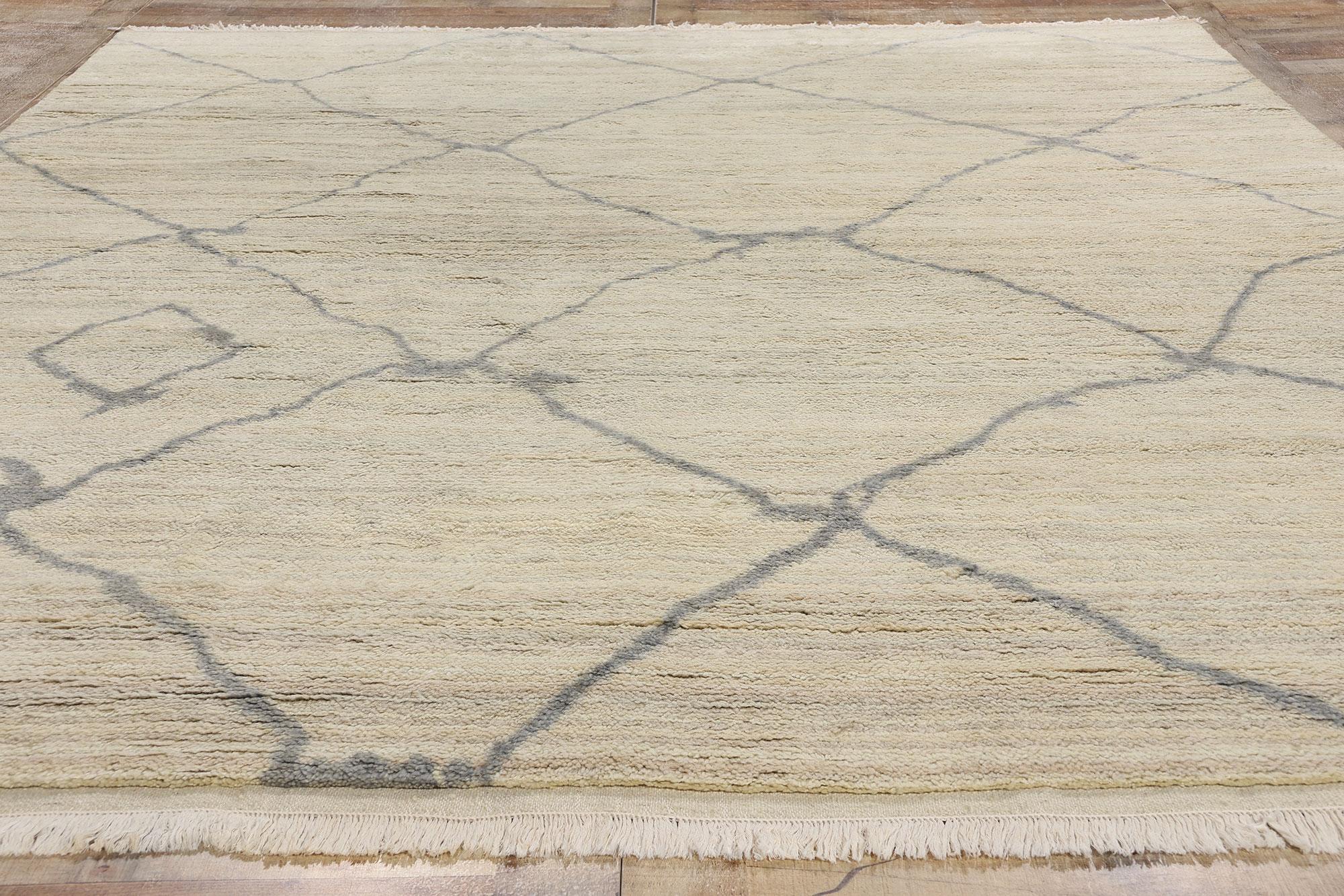 Wool New Organic Modern Desert Mist Moroccan Rug For Sale
