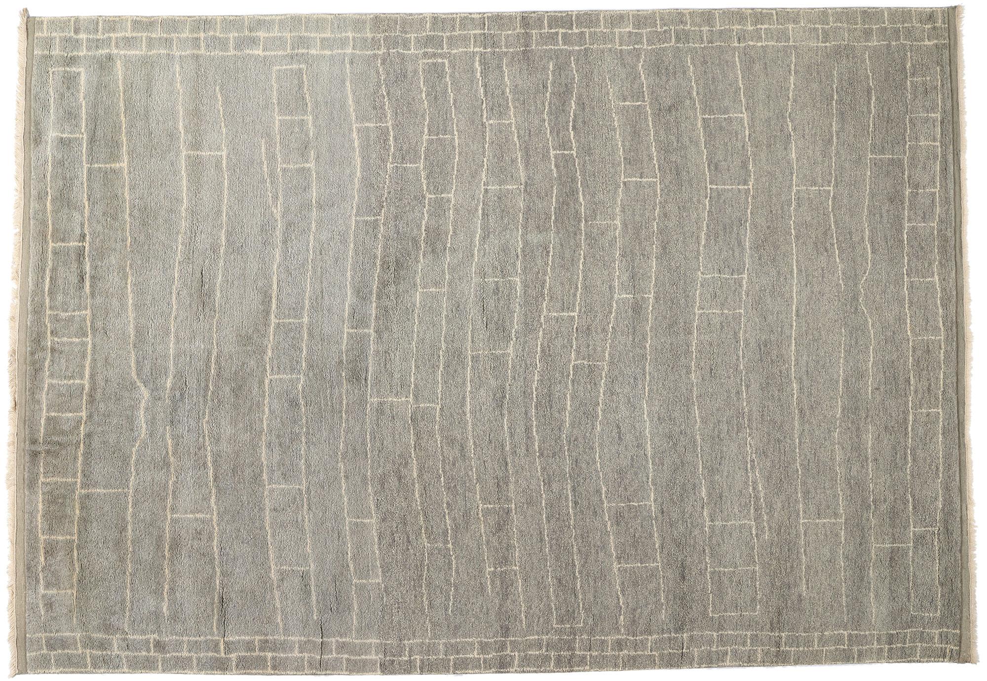 New Organic Modern Grey Bauhaus Moroccan Area Rug, 10'02 x 14'06 For Sale 3